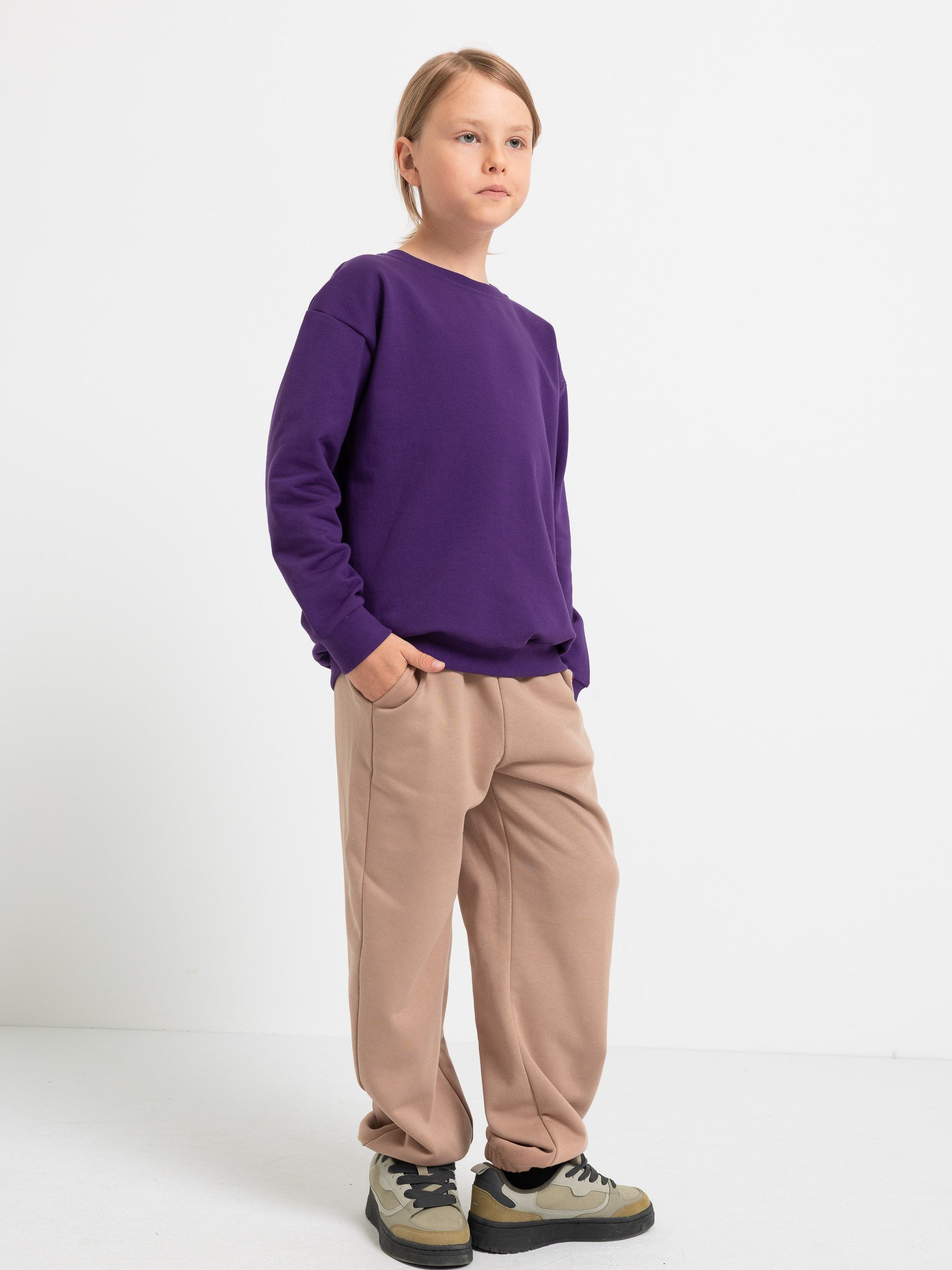 Fioletowa bluza dresowa z meszkiem Junior