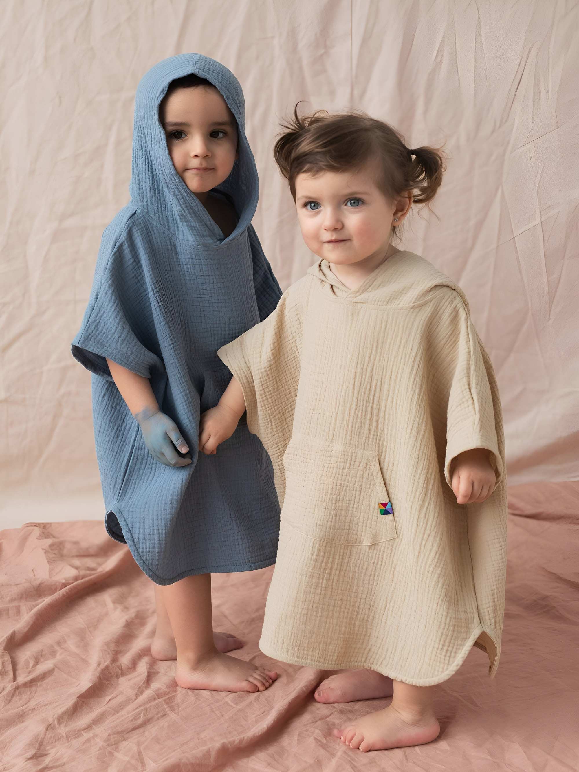 Sky blue muslin poncho