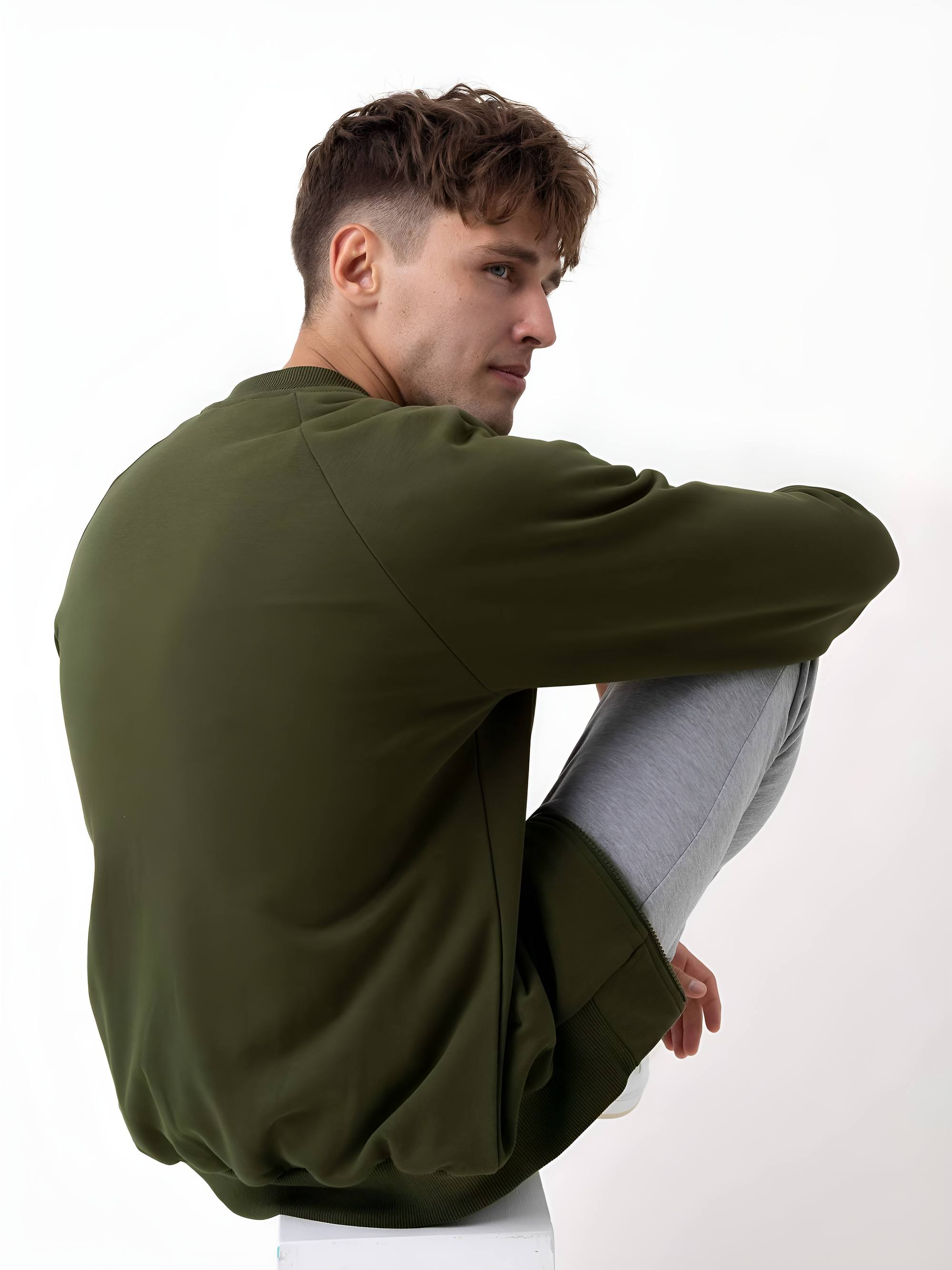 Khaki bluza na zamek męska