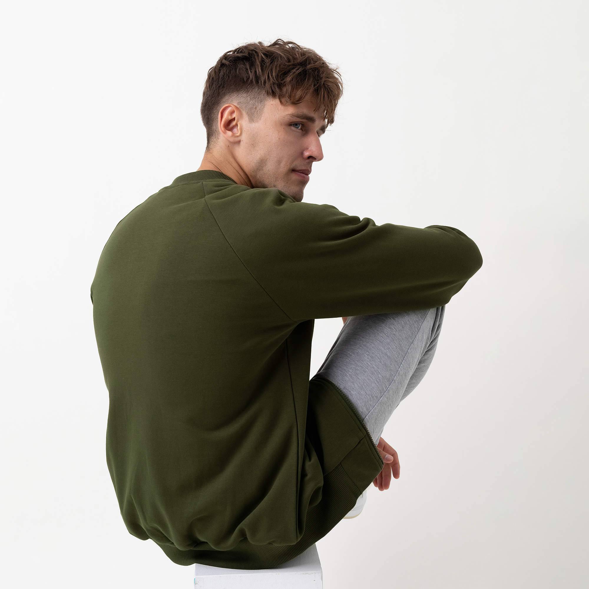 Khaki bluza na zamek męska