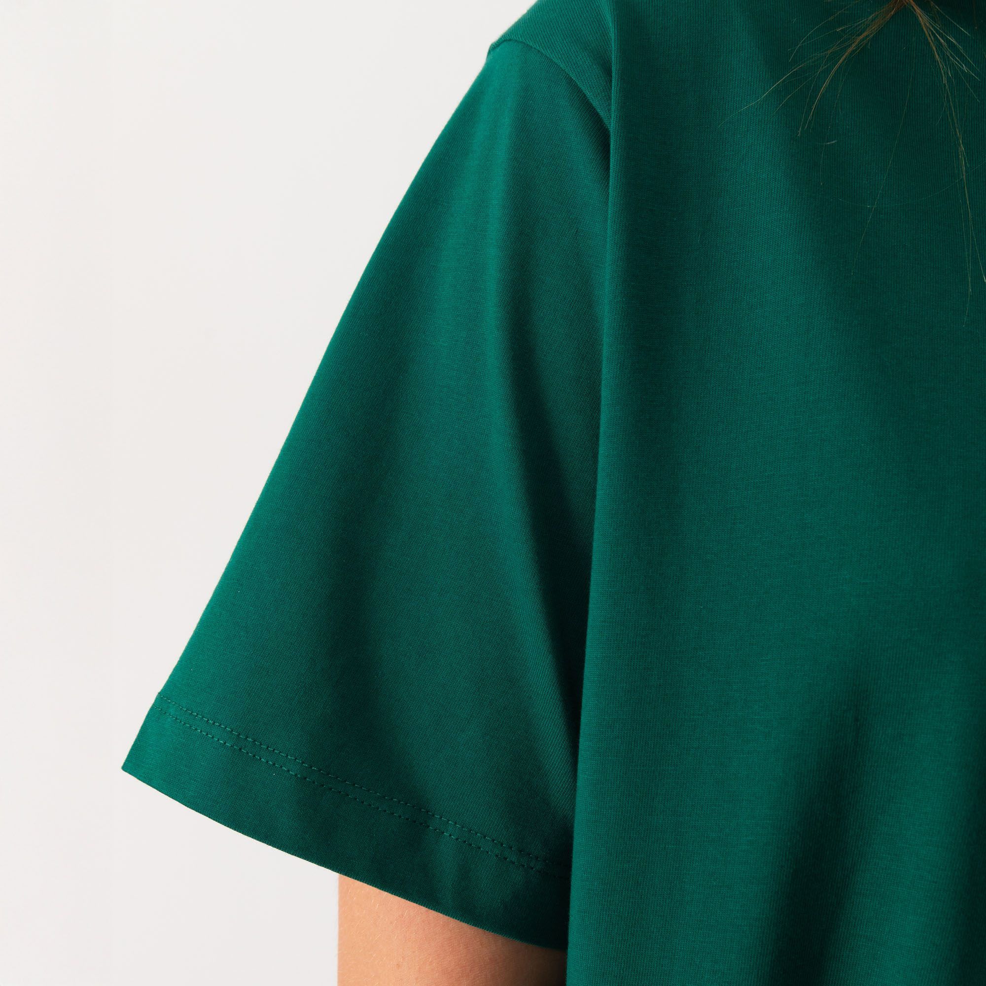 Butelkowozielony T-shirt oversize damski
