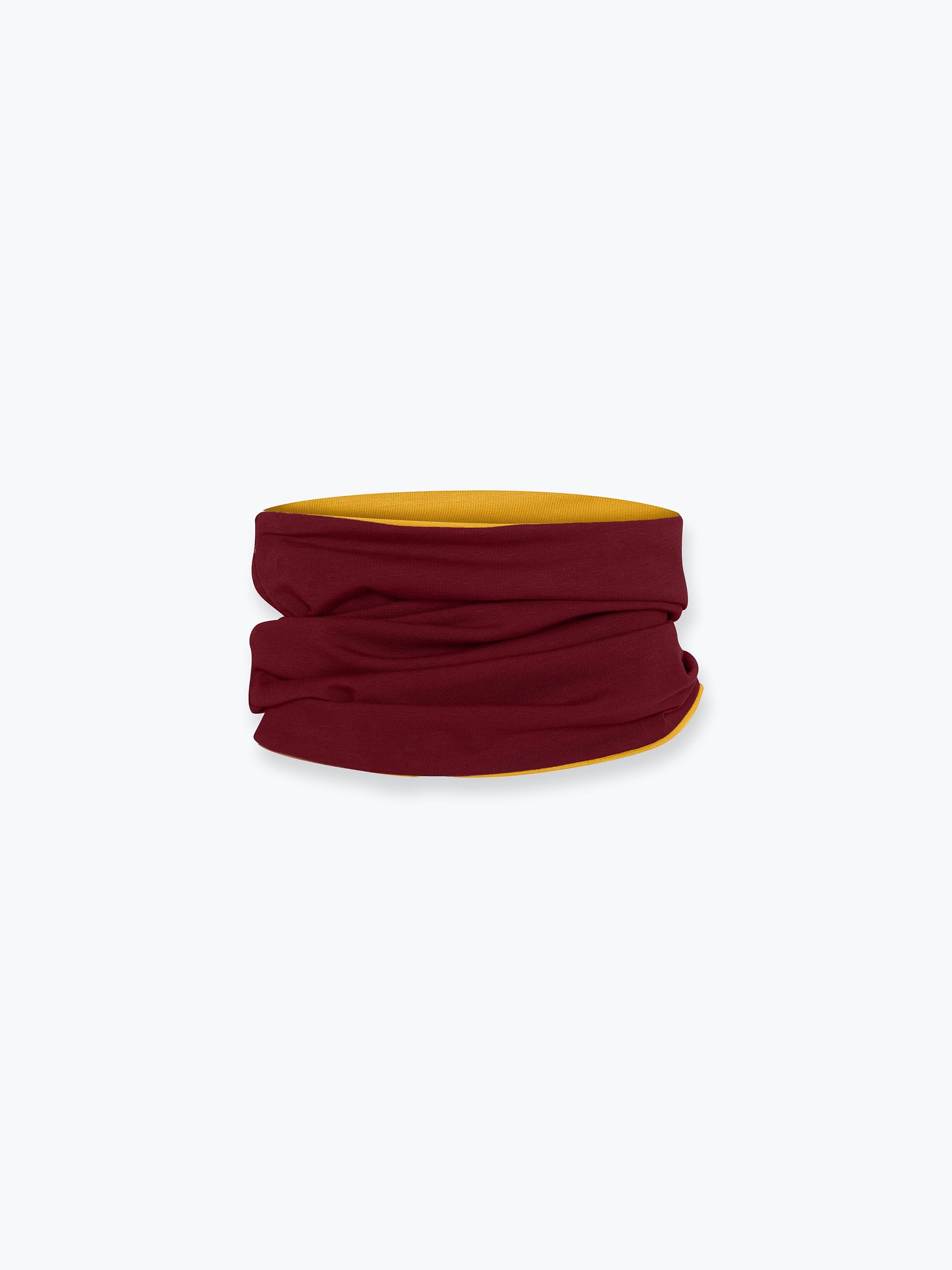 Burgundy - mustard reversible neck warmer adults