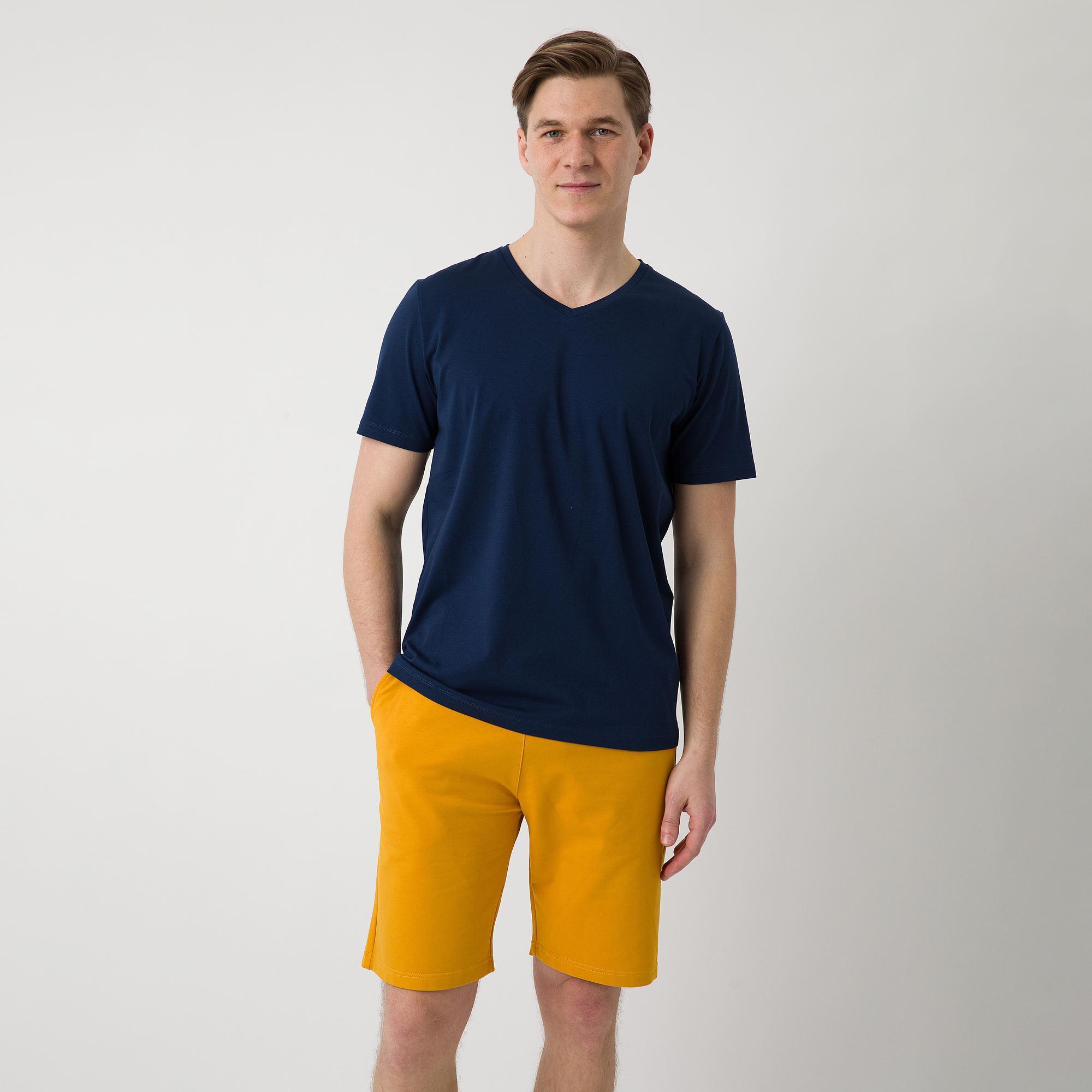 Granatowy t-shirt w serek męski