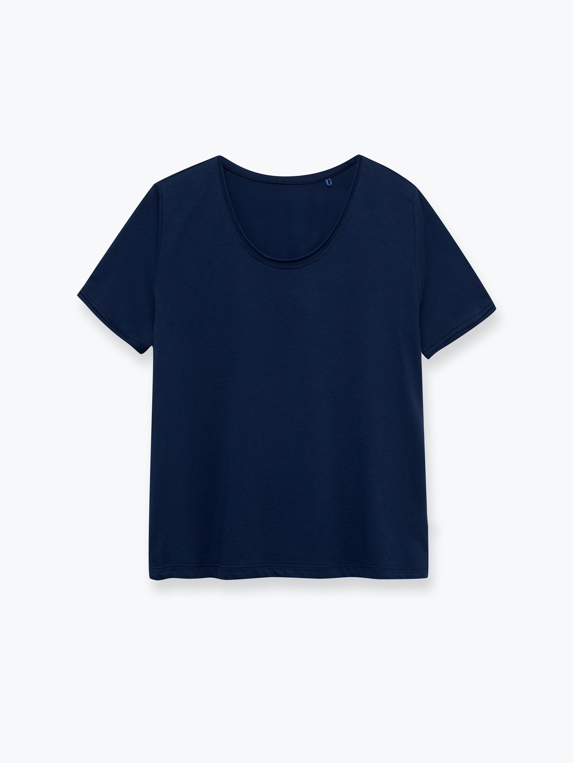 Granatowy T-shirt z cienkiej dzianiny damski