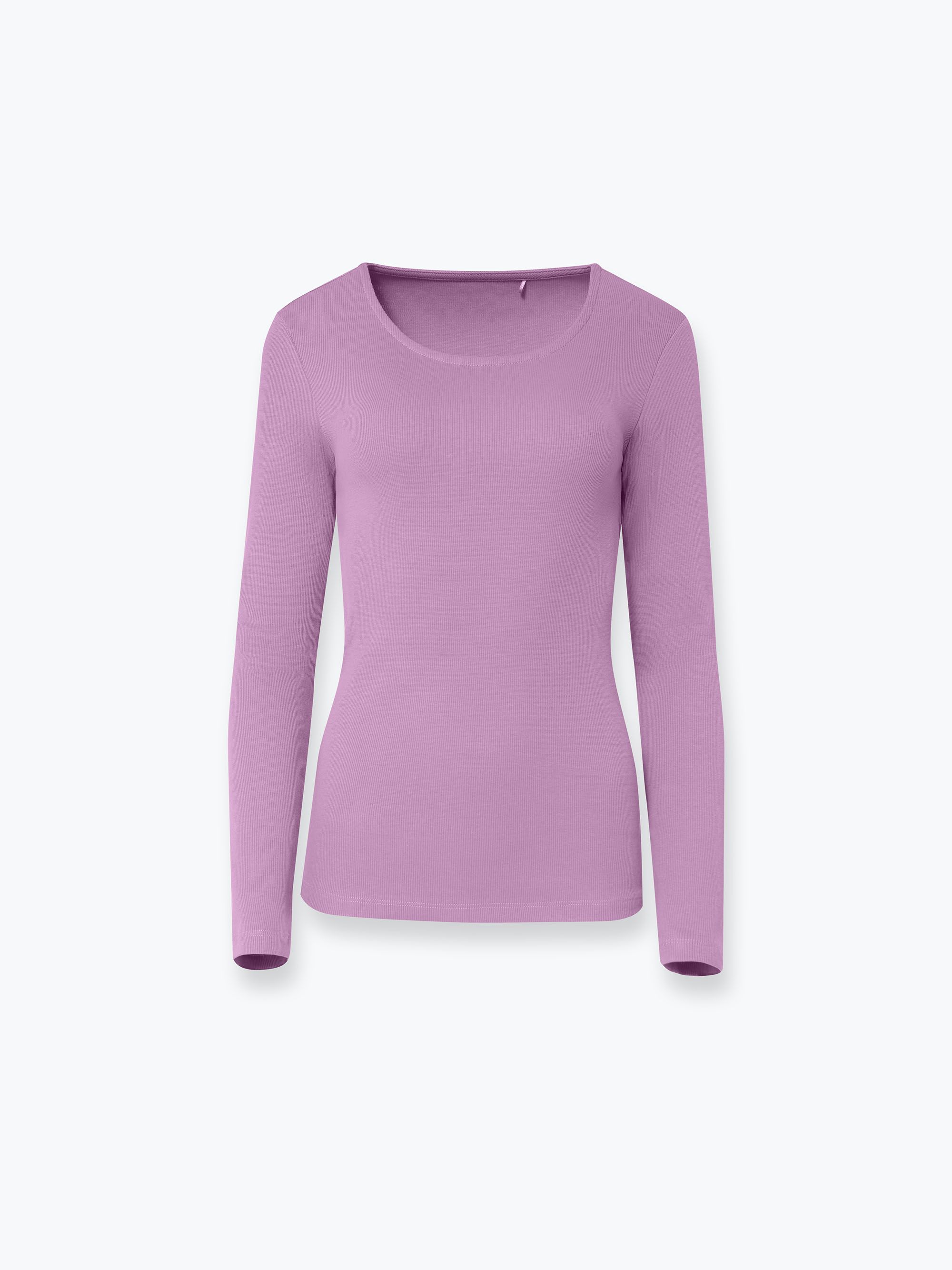 Light purple Ribbed Cotton Long-Sleeve Shirt Women