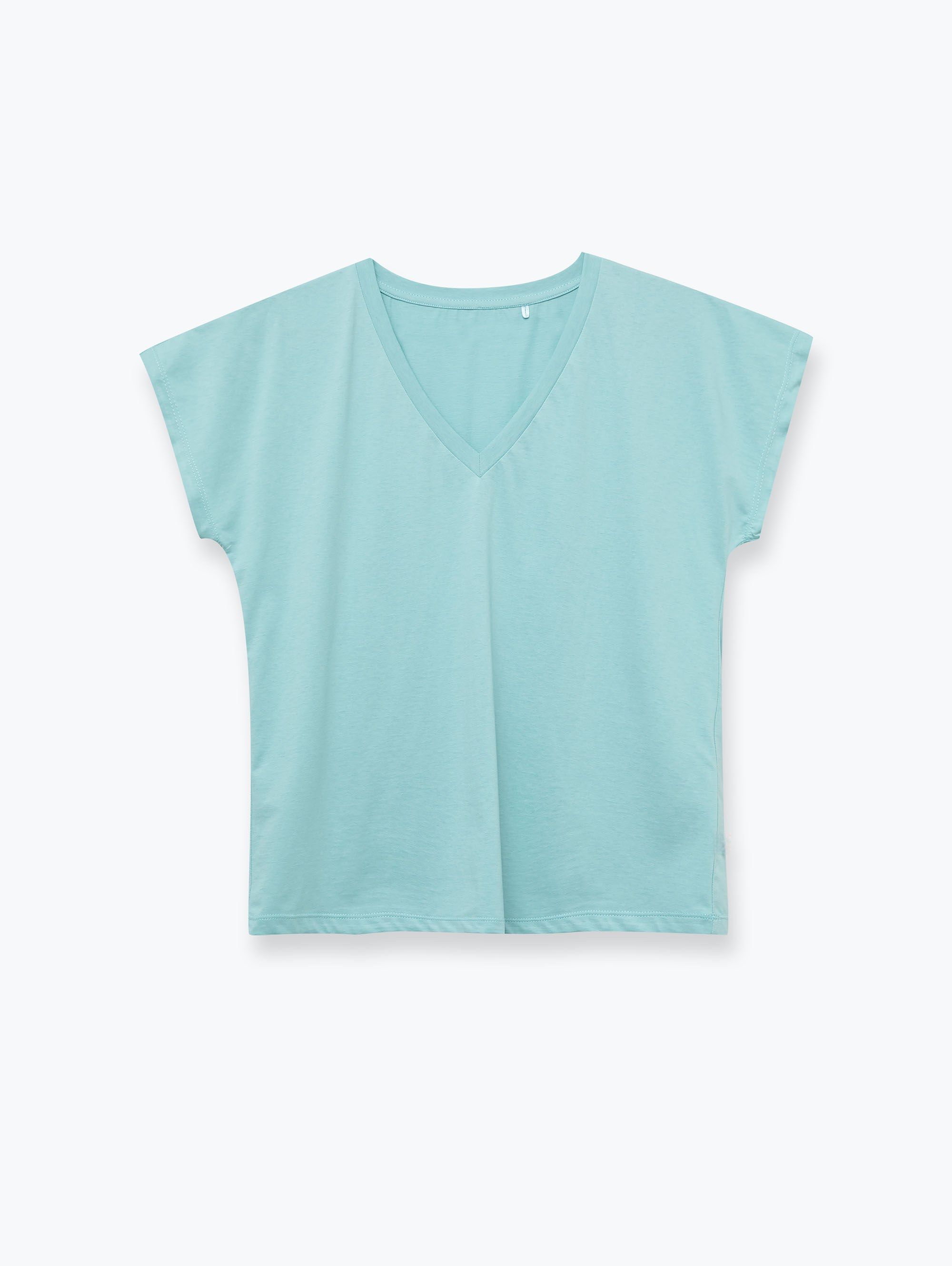 light turquoise lightweight V-neck Jersey T-shirt Women