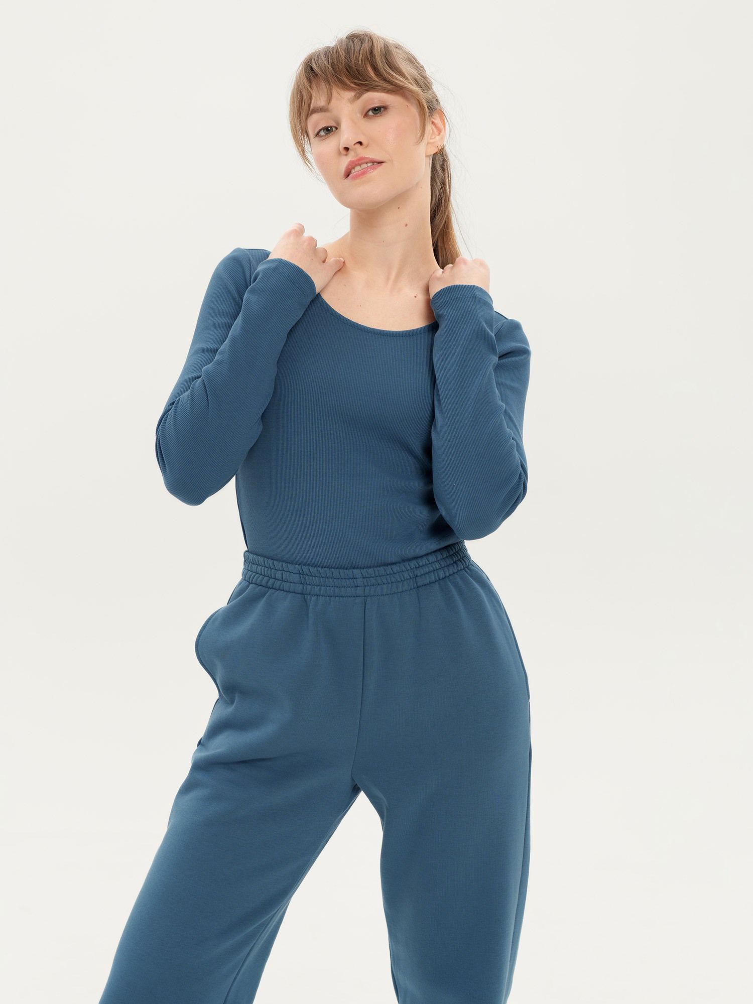 Dark Blue Pants with Elasticated Cuffs Women