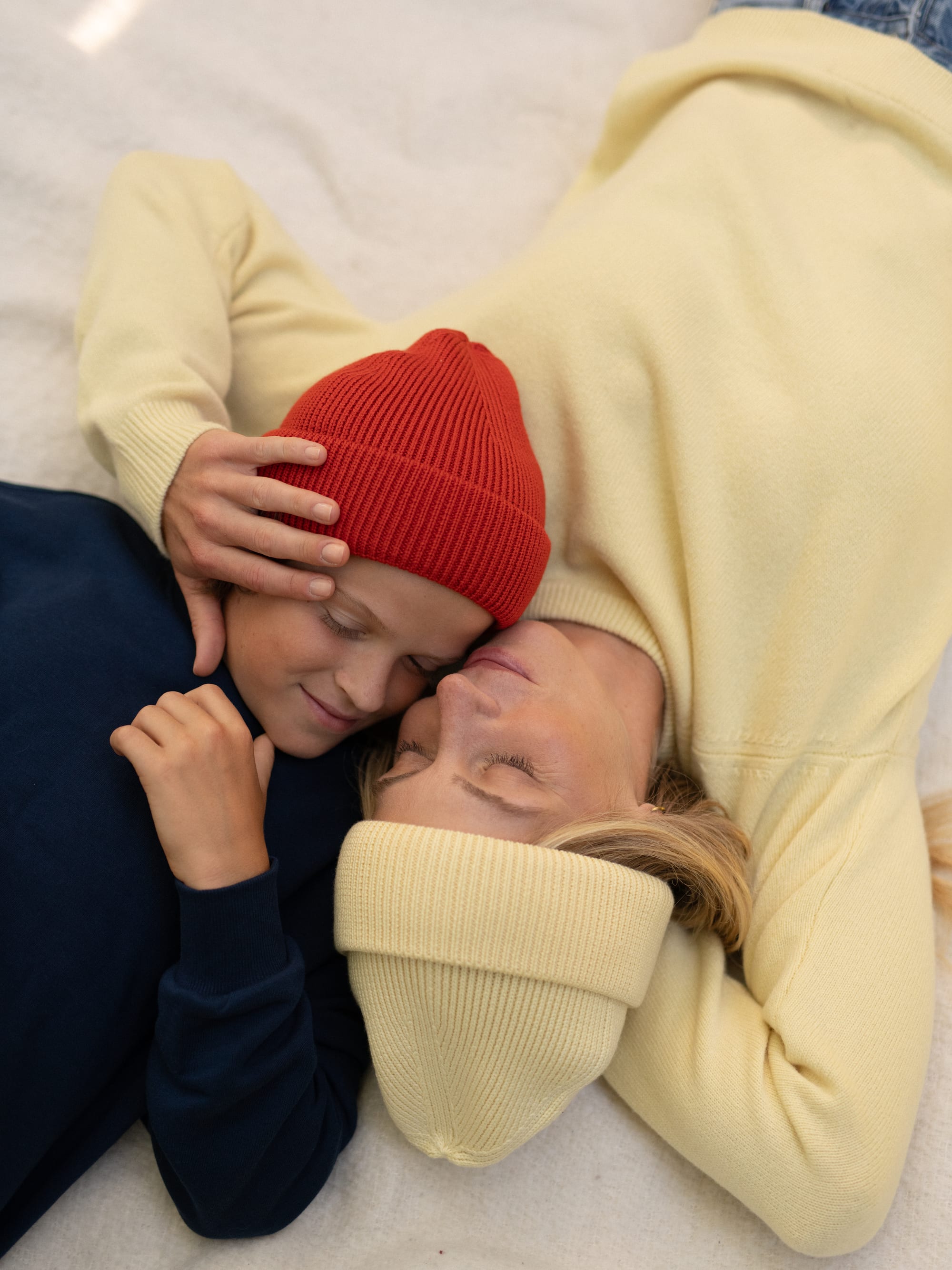 Brick red Merino Double Cuff Beanie
