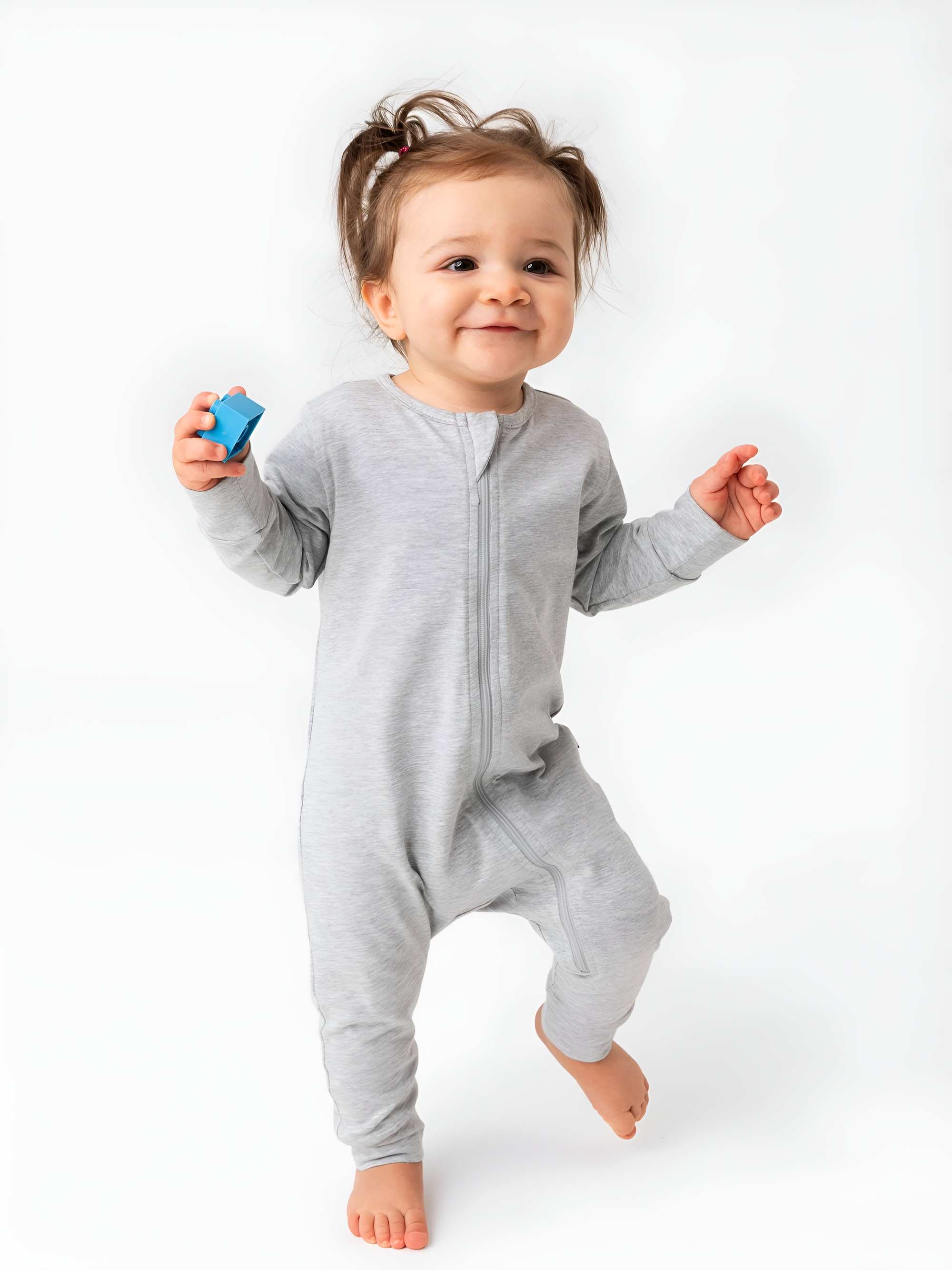 Grey melange romper suit