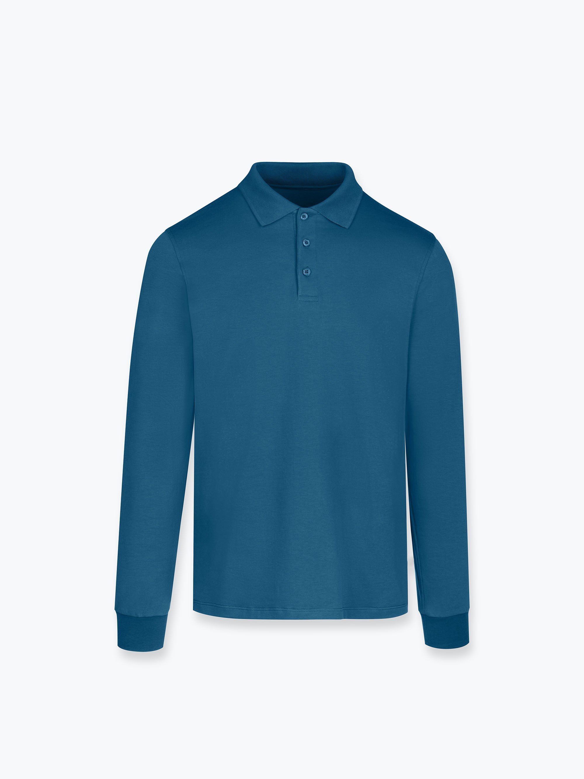 Dark Blue Long-Sleeve Polo Shirt Men