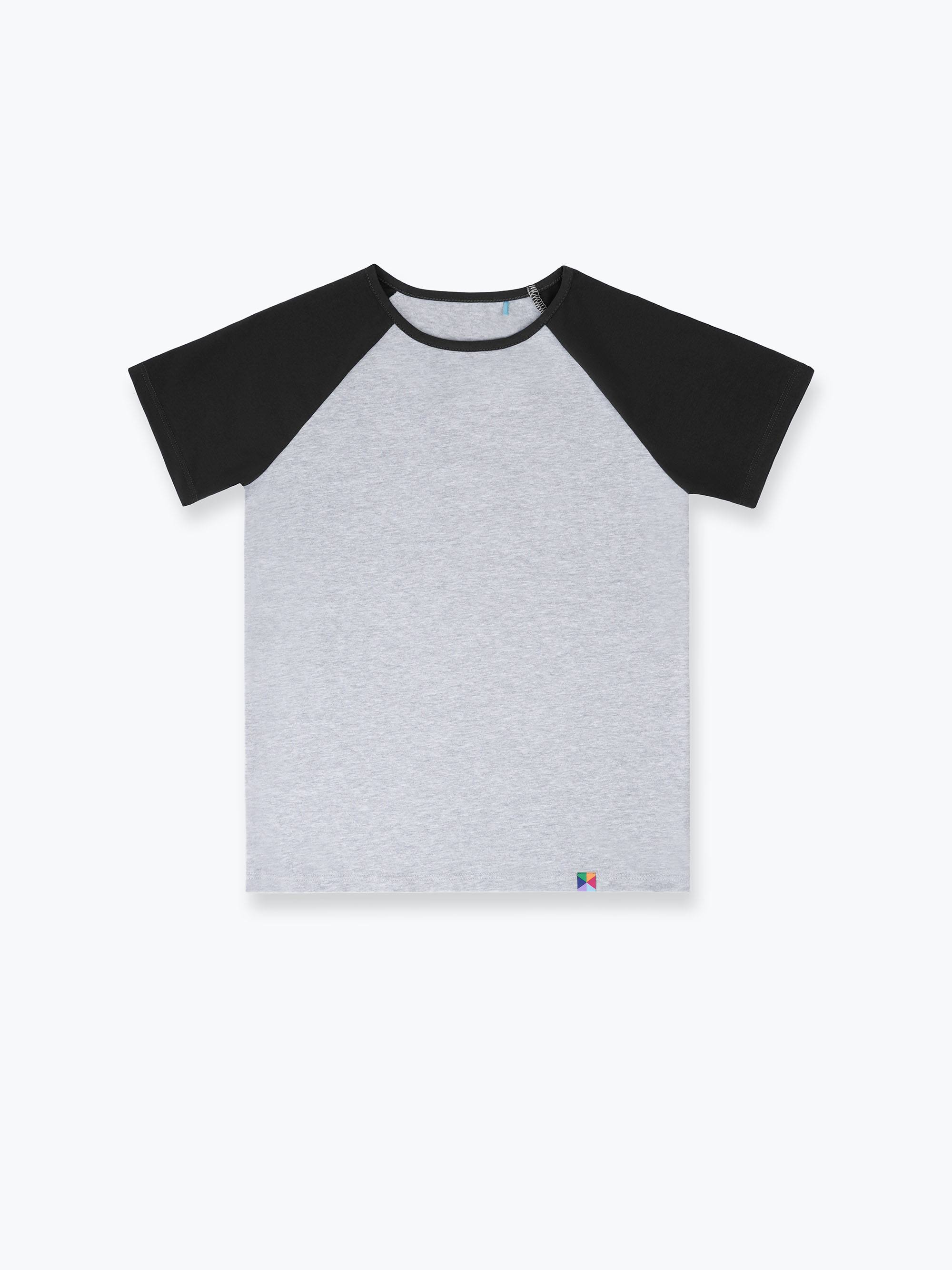 Szaro-czarna koszulka baseball z krótkim rękawem
