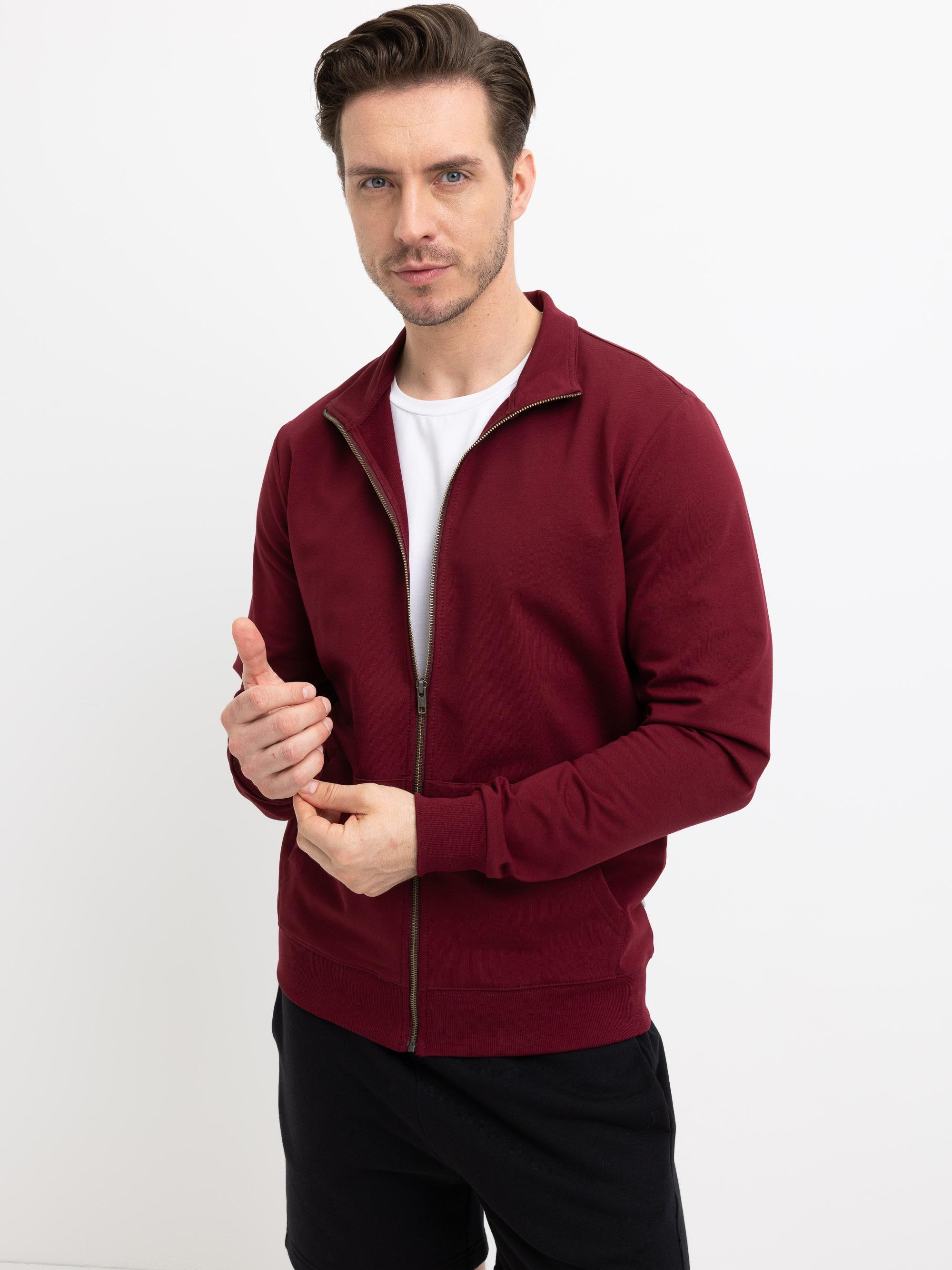 Bordowa bluza ze stójką męska