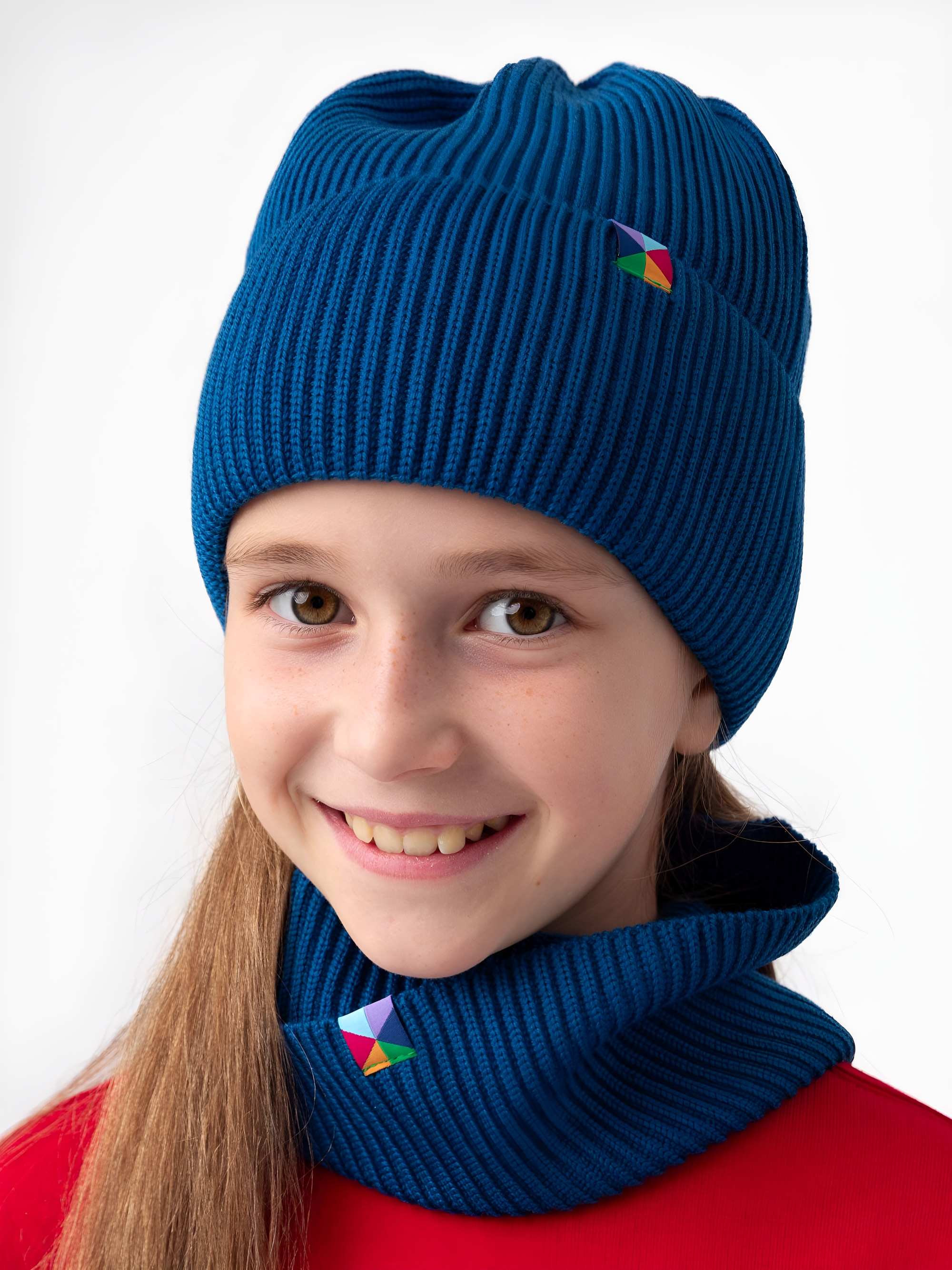 Niebieska czapka z wełny merino