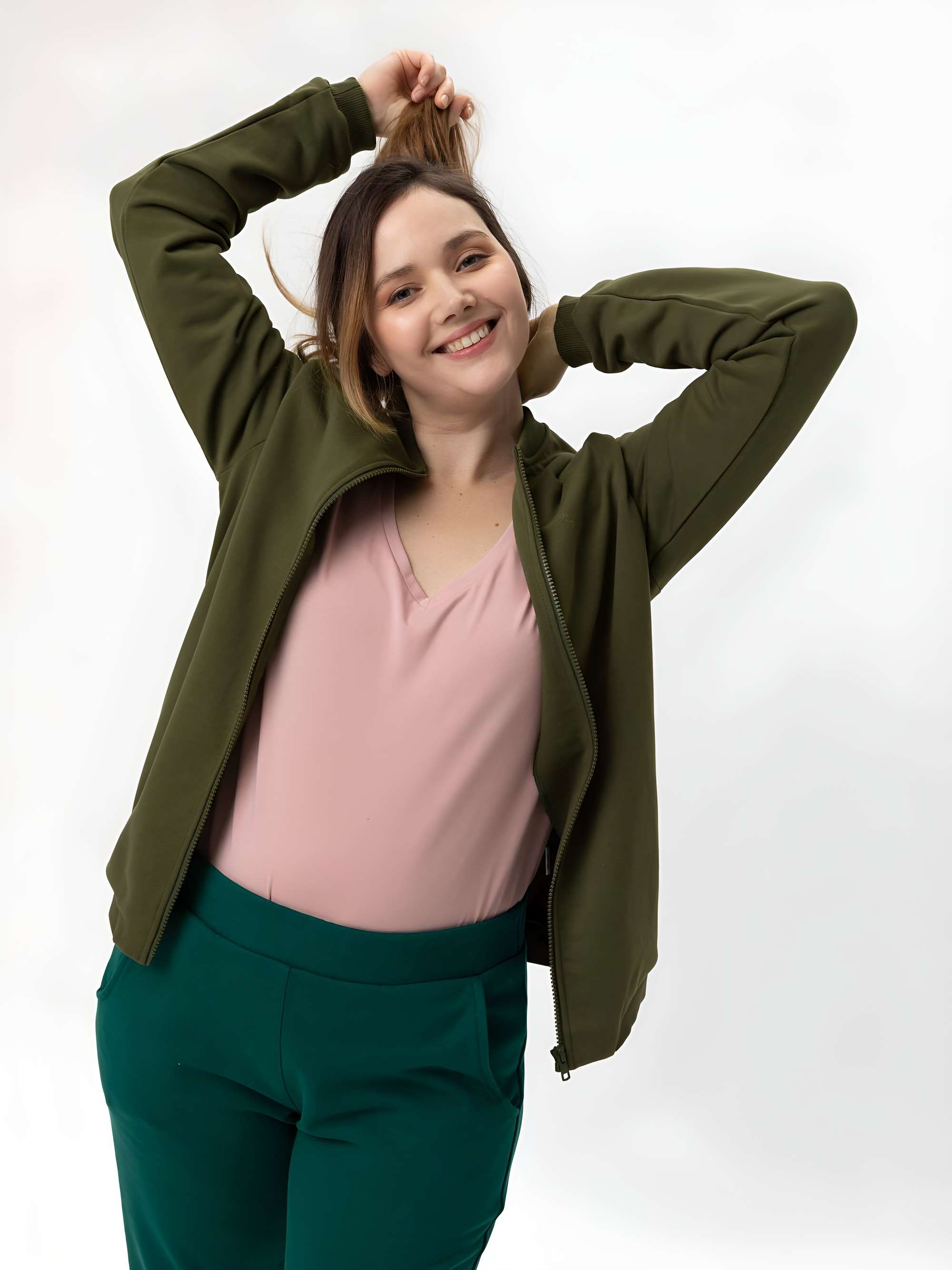Khaki bluza na zamek damska