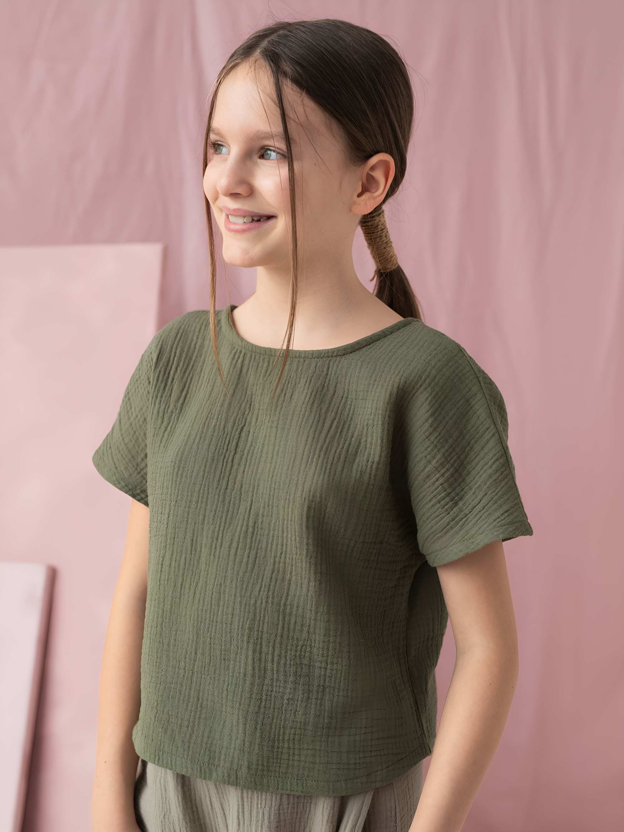 Khaki koszulka muślinowa Junior