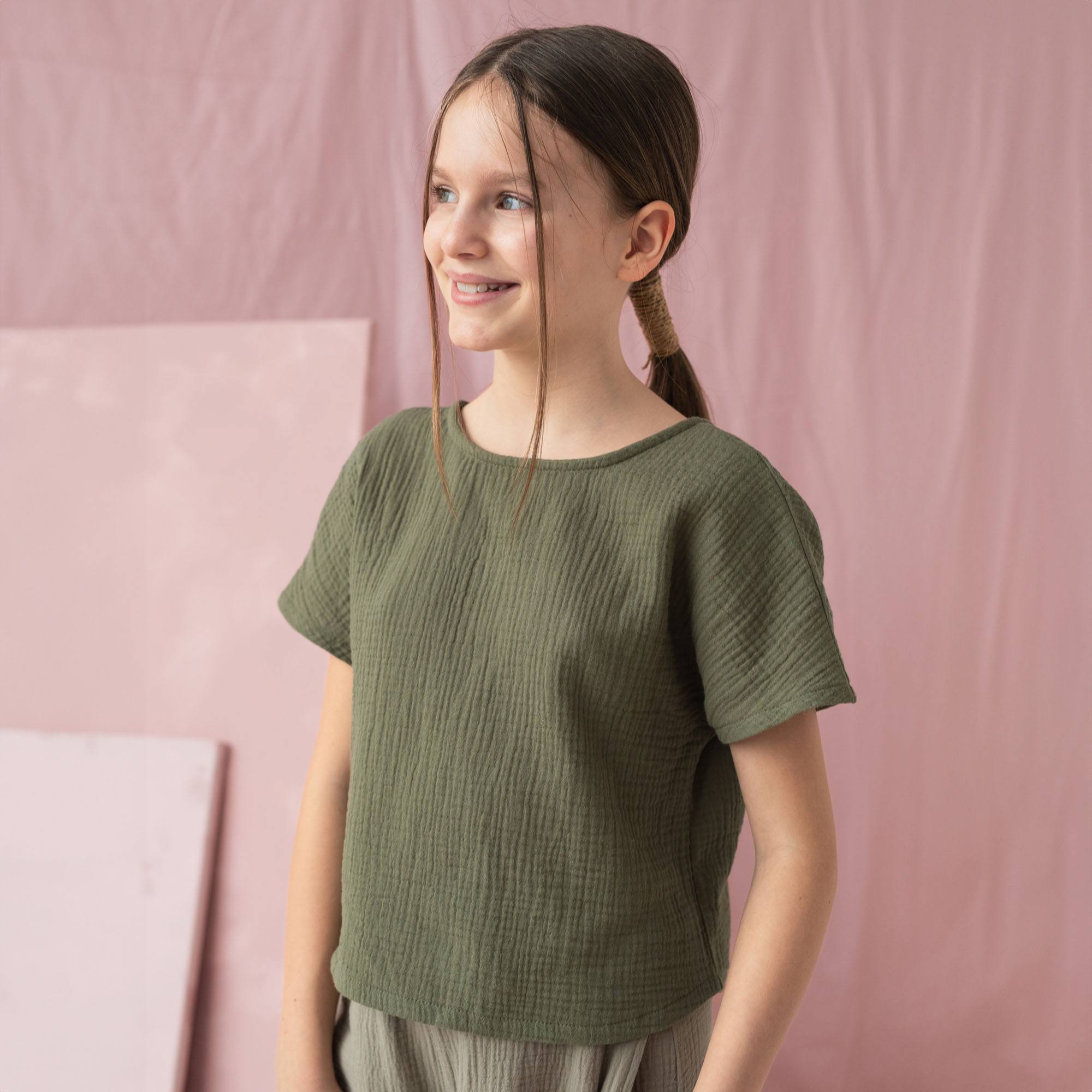 Khaki koszulka muślinowa Junior