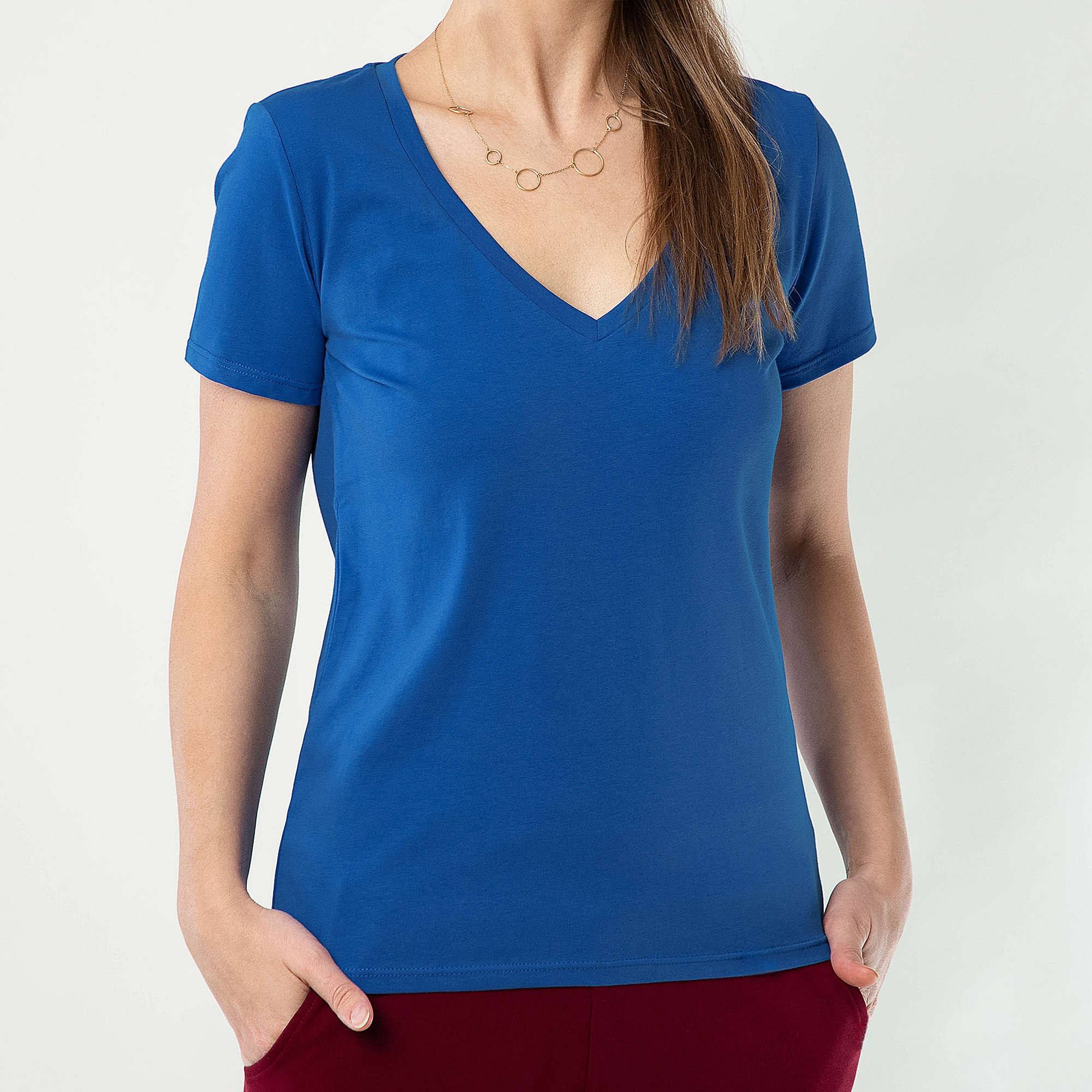 Niebieski T-shirt damski