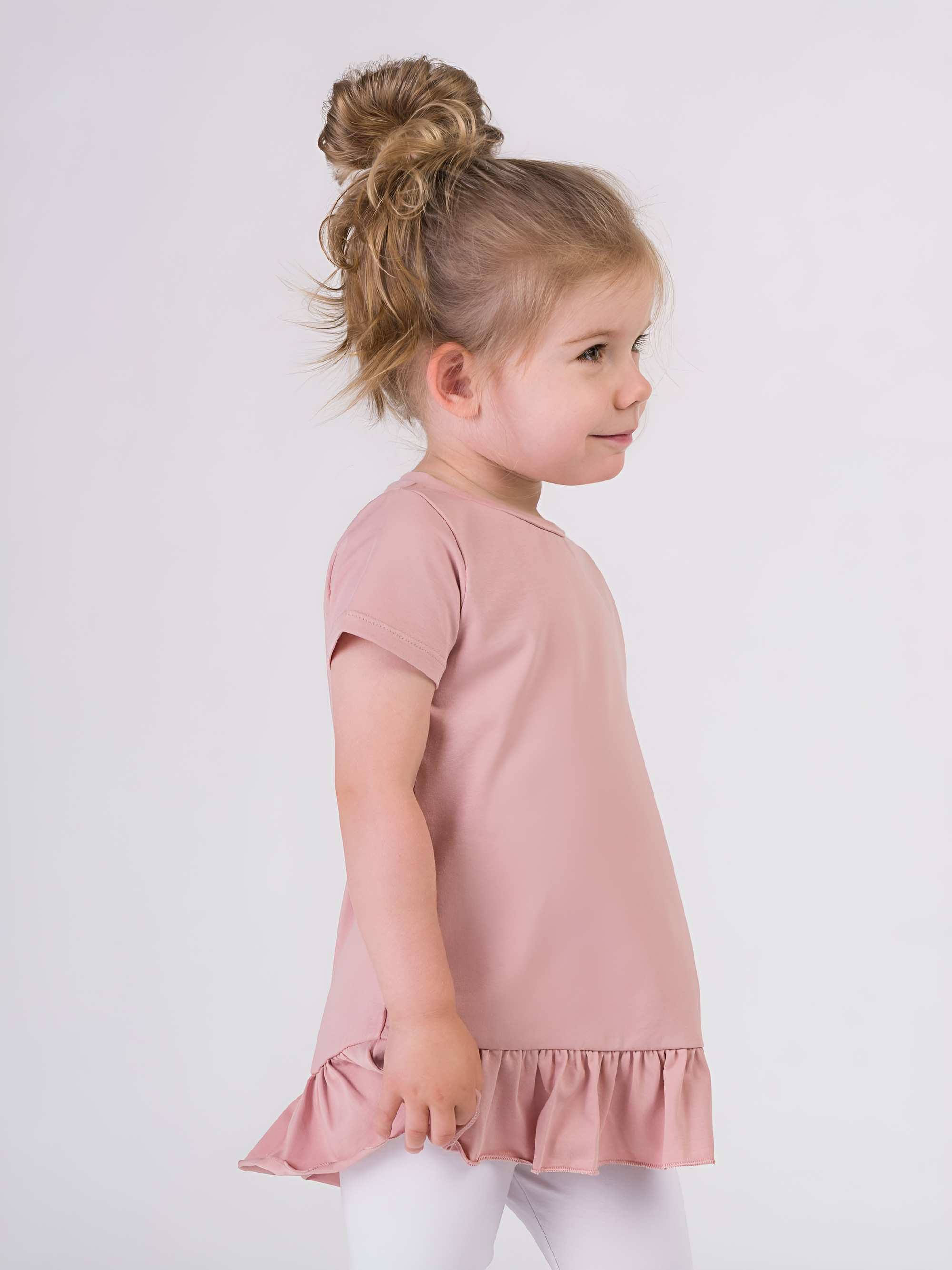 Powder pink ruffle short sleeve blouse