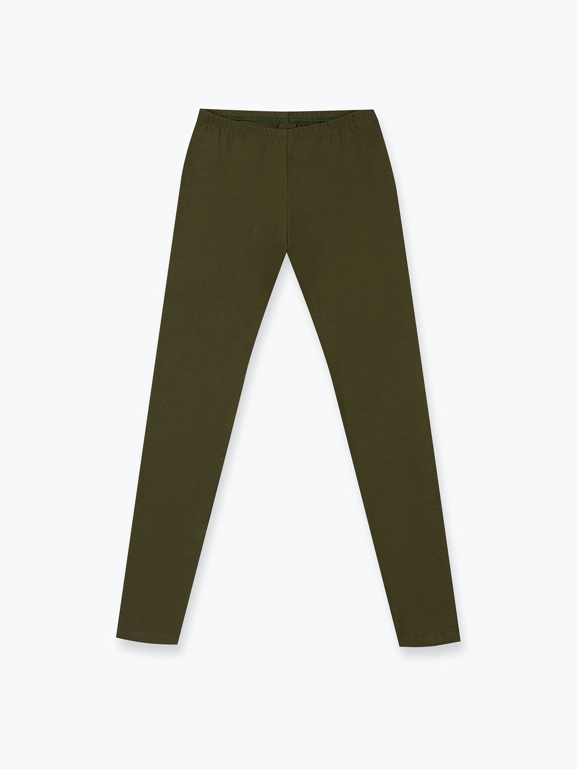 Khaki legginsy z gumką w pasie