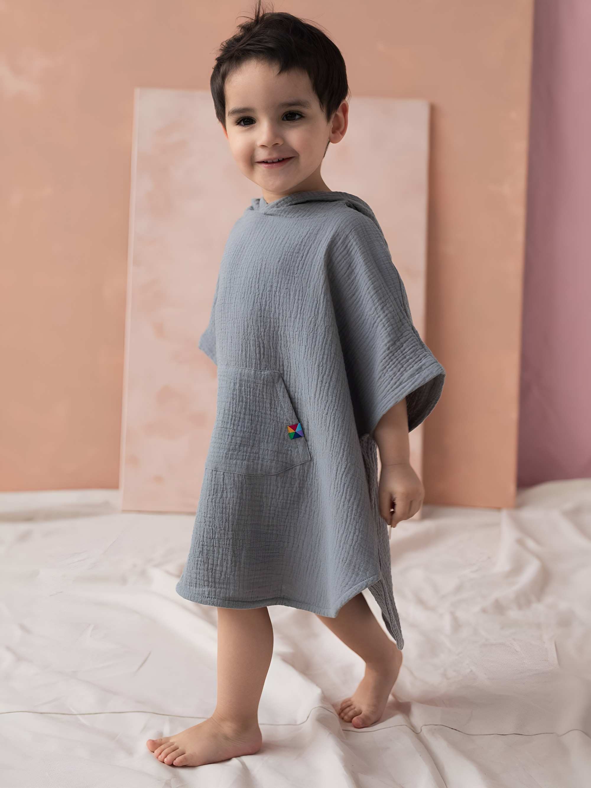 Grey muslin poncho