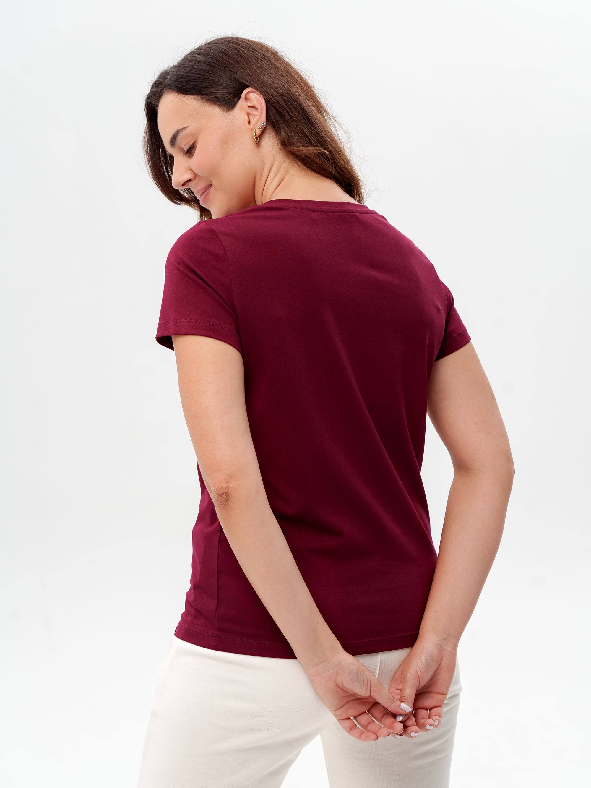 Bordowy T-shirt damski