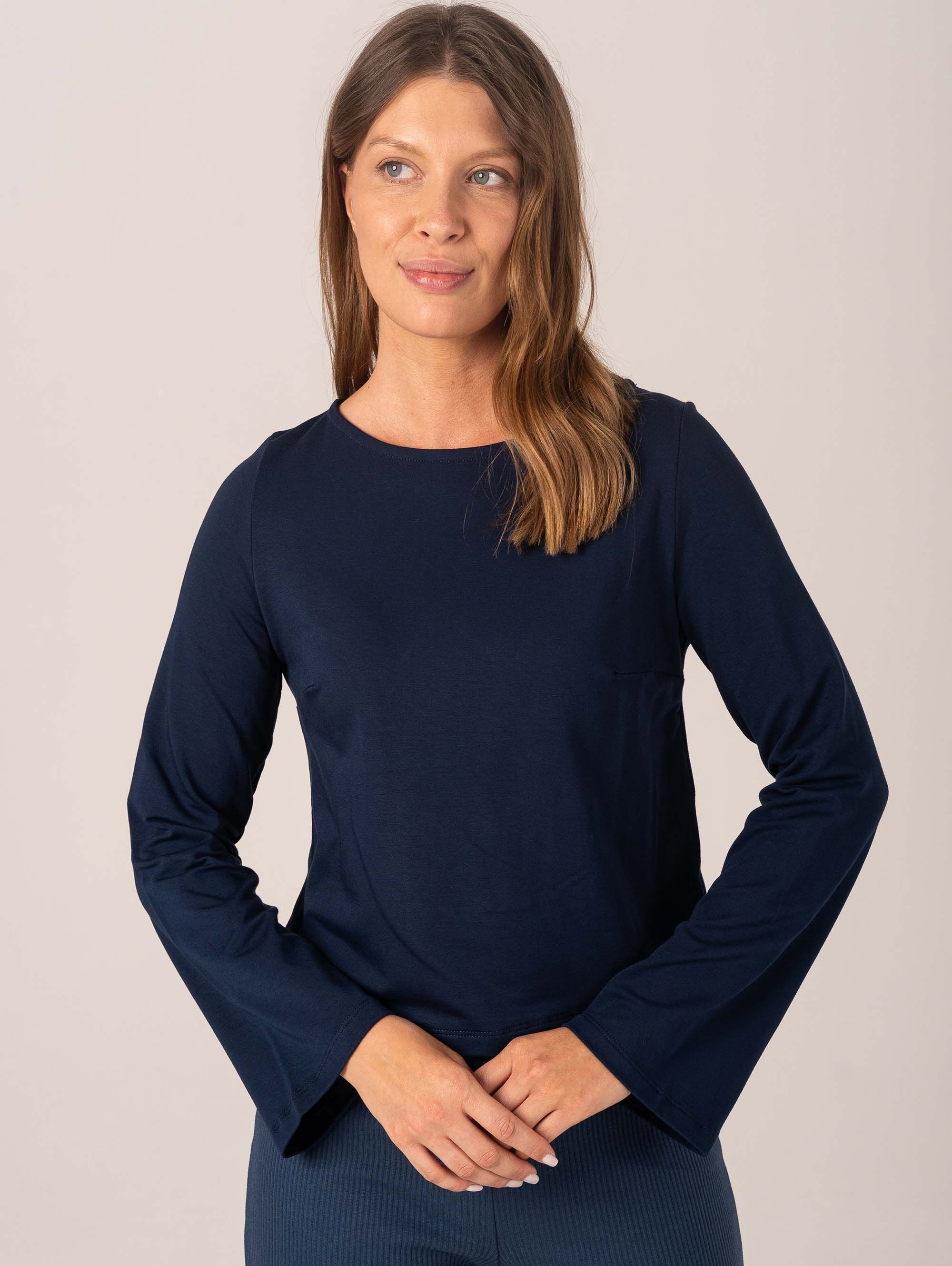Navy blue cropped blouse Women