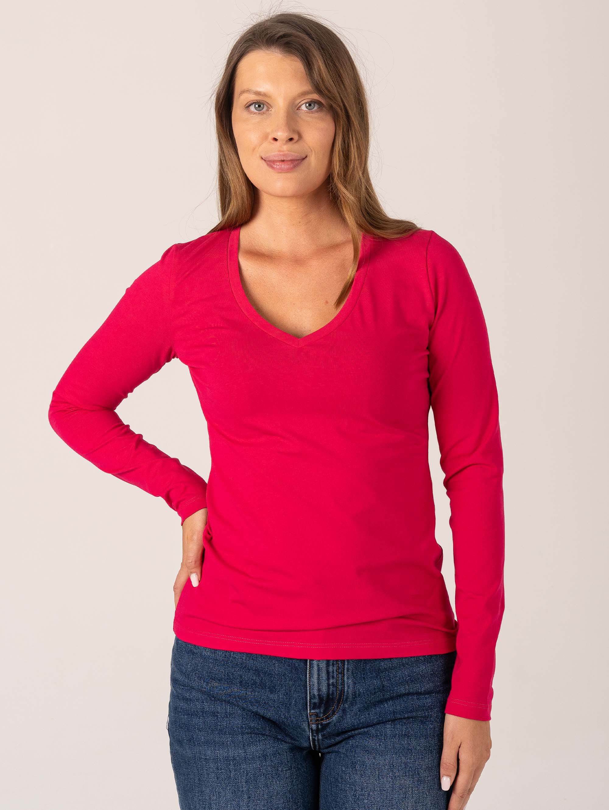Pink V-neck Longsleeve Women