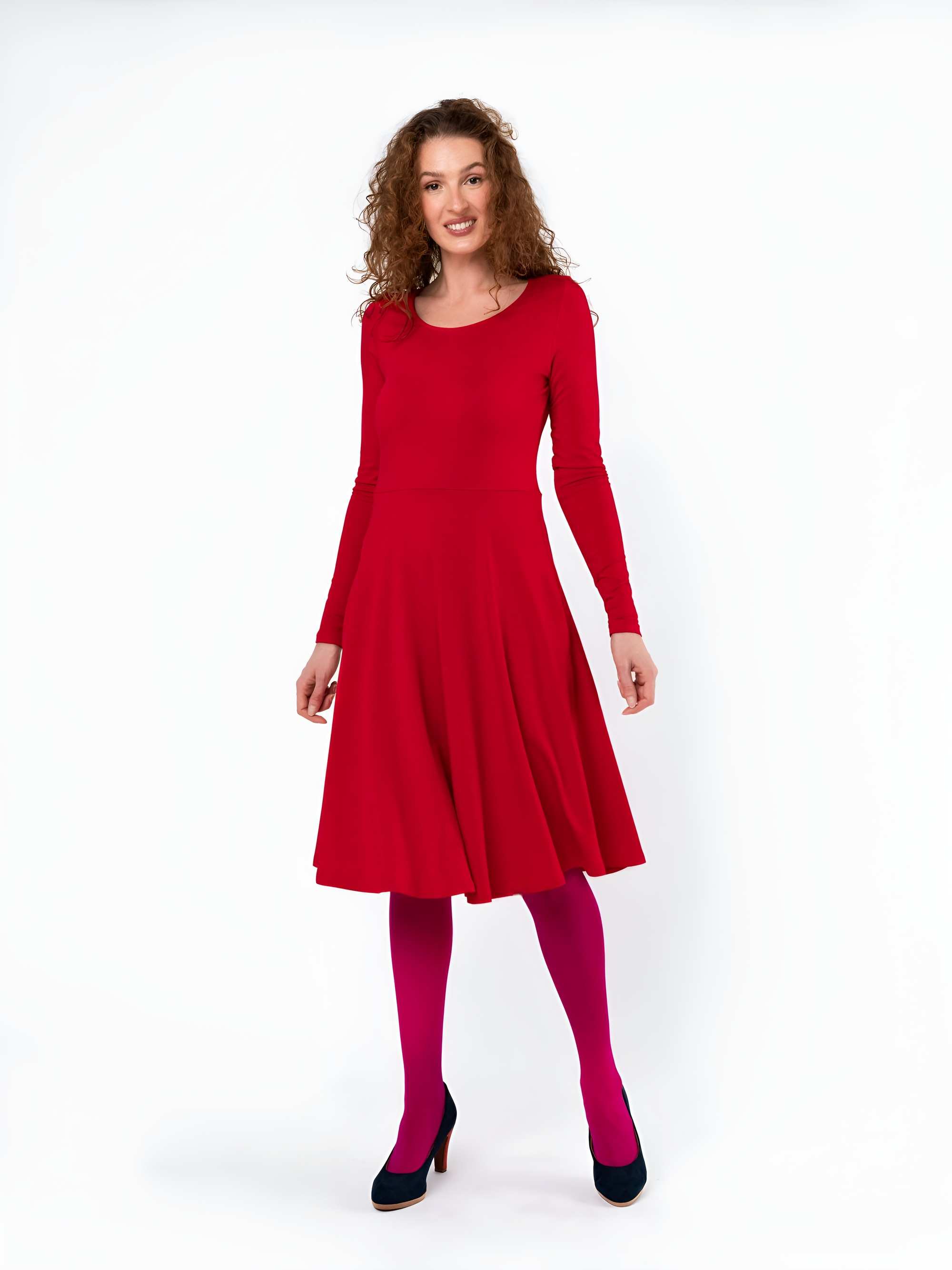 Red long sleeve dress Women