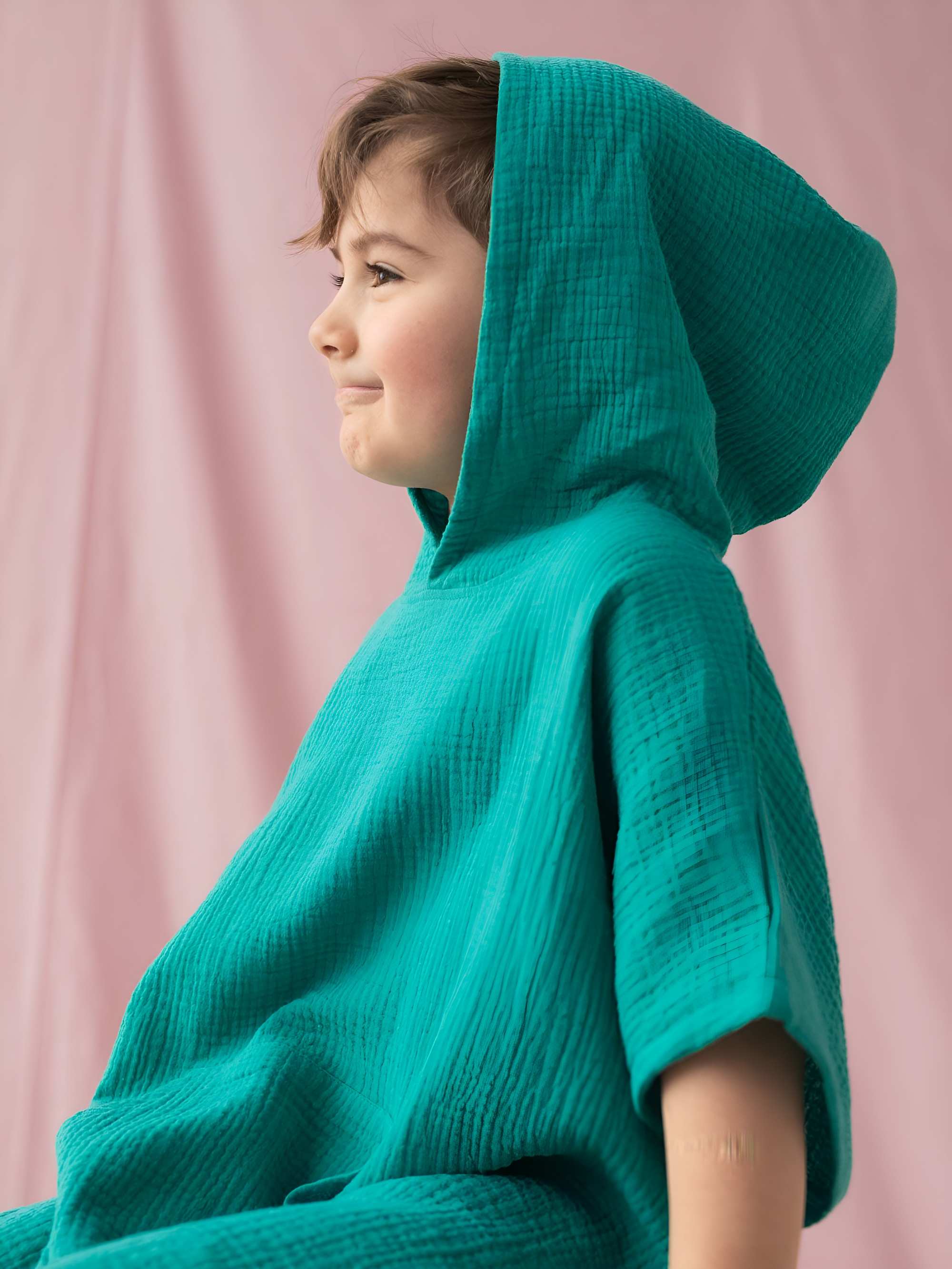 Turquoise muslin poncho