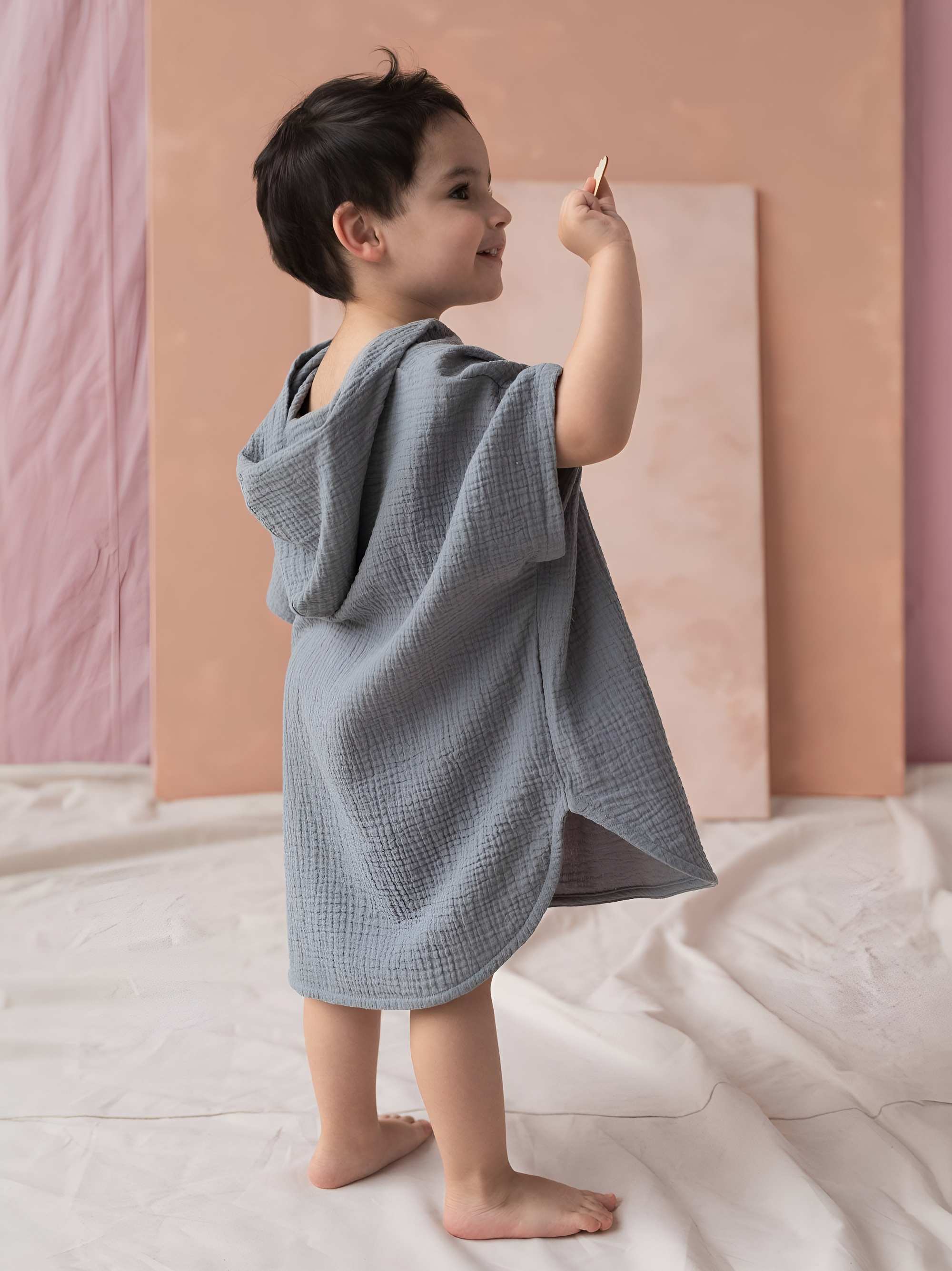 Grey muslin poncho