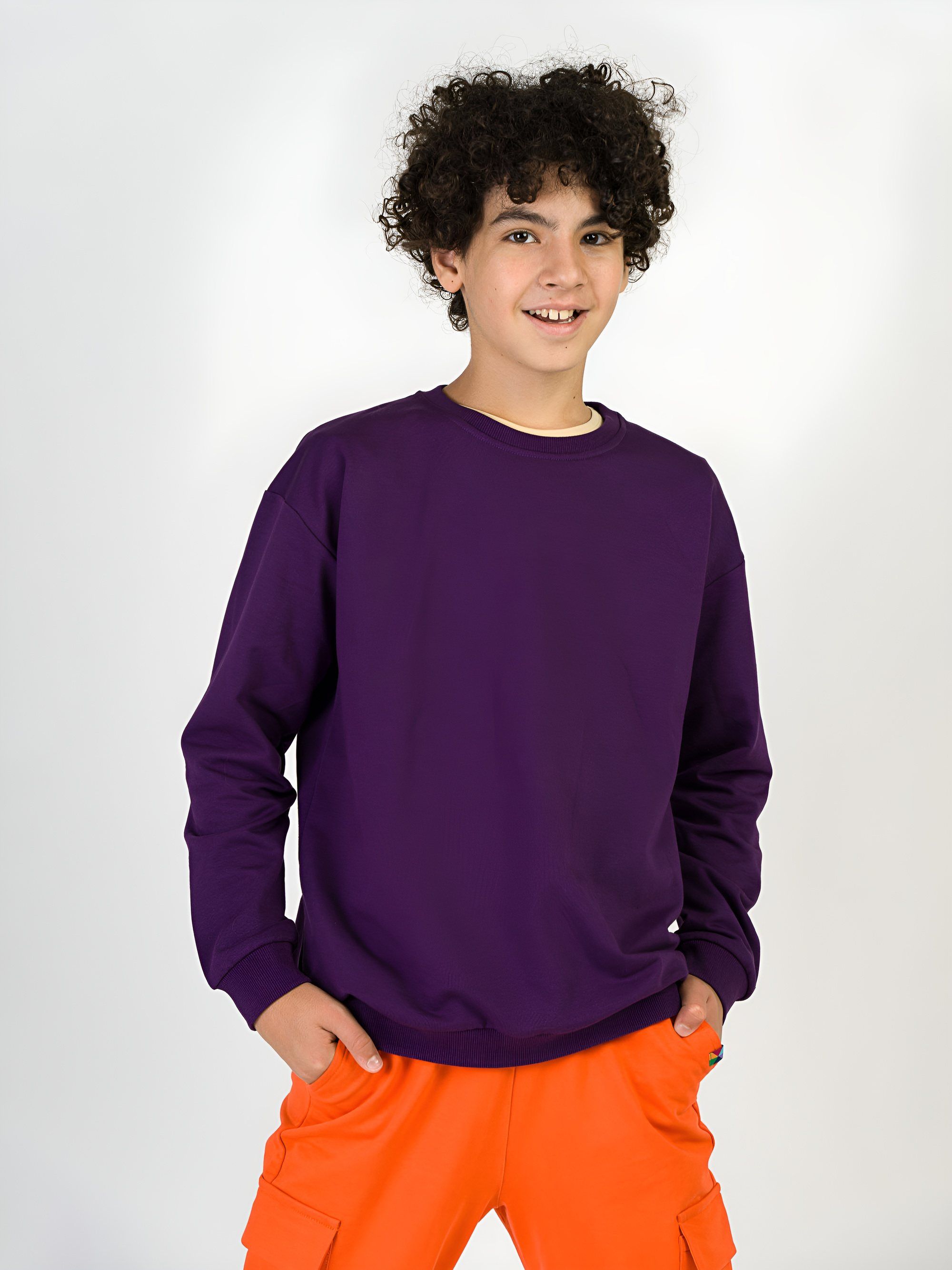 Fioletowa bluza dresowa z meszkiem Junior