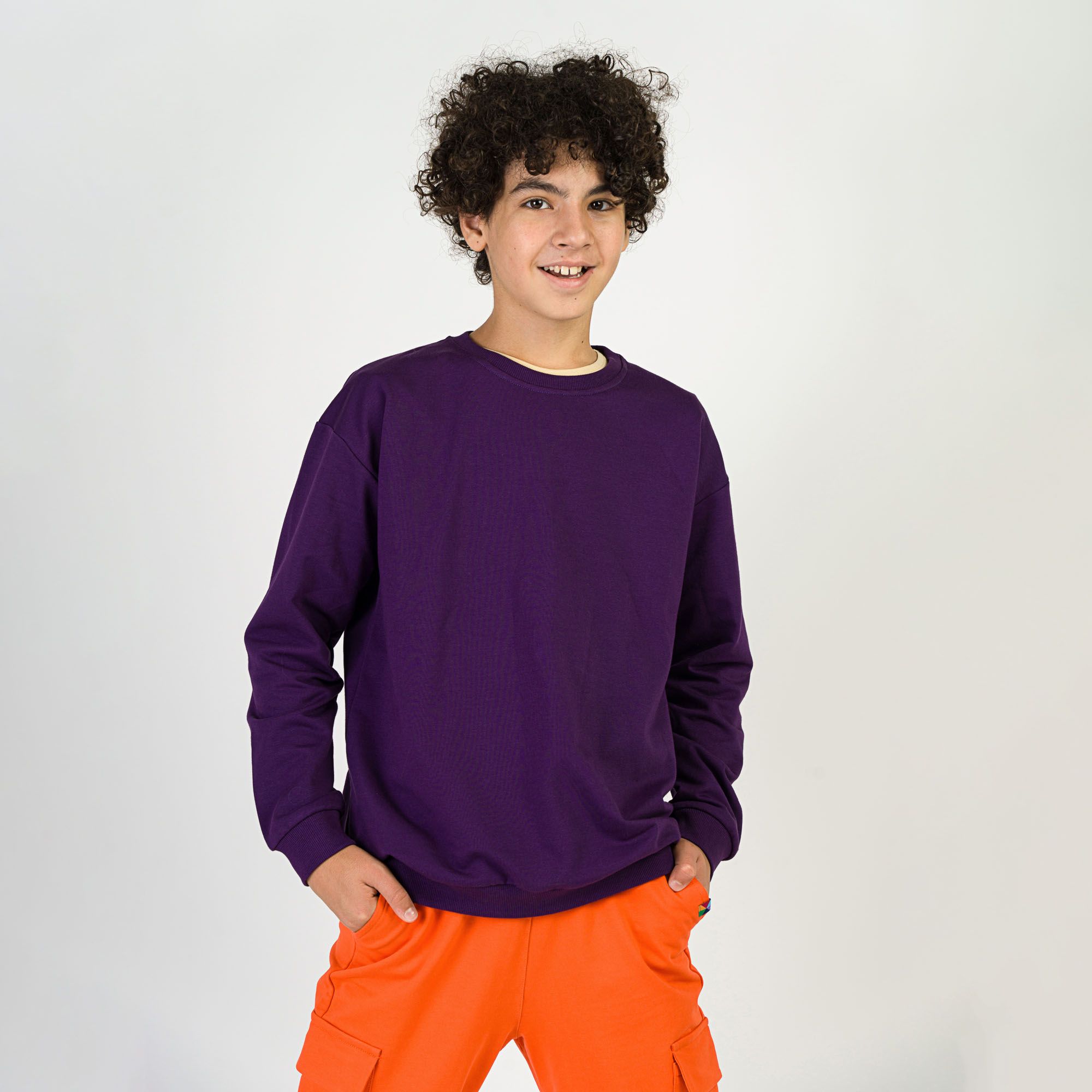 Fioletowa bluza dresowa z meszkiem Junior