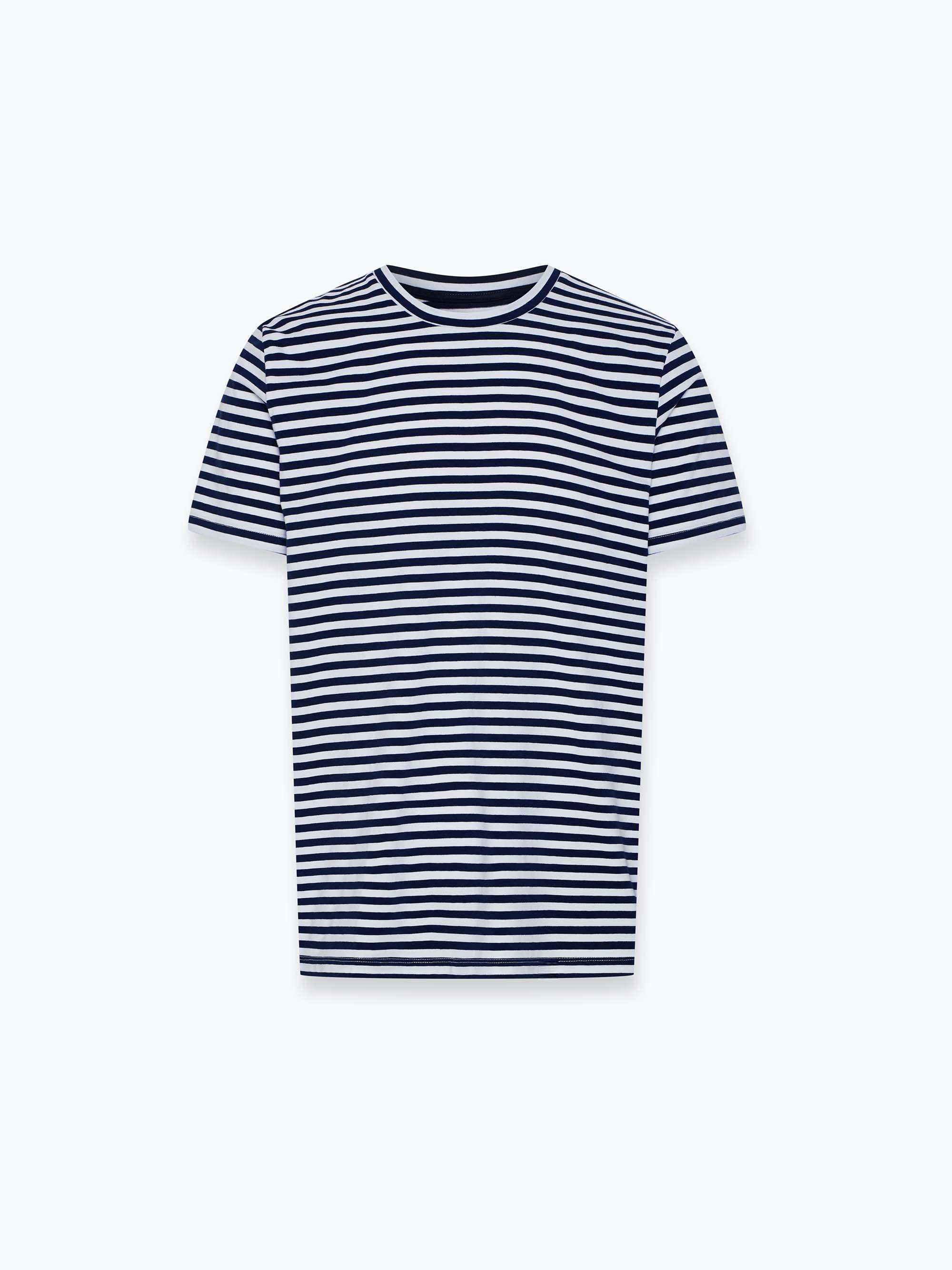 Granatowy T-shirt męski w paski
