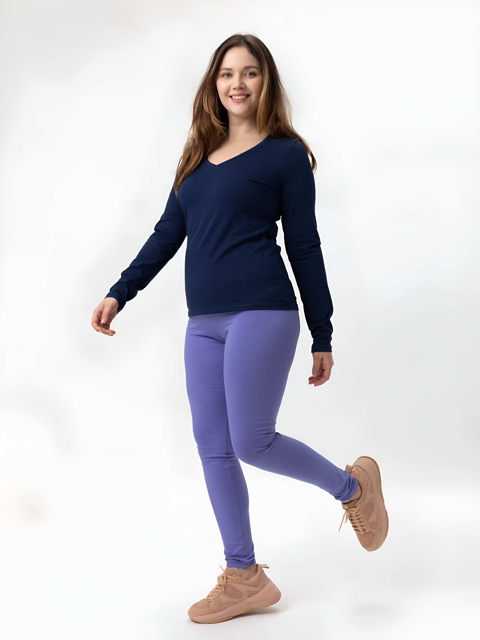 Barwinkowe legginsy damskie