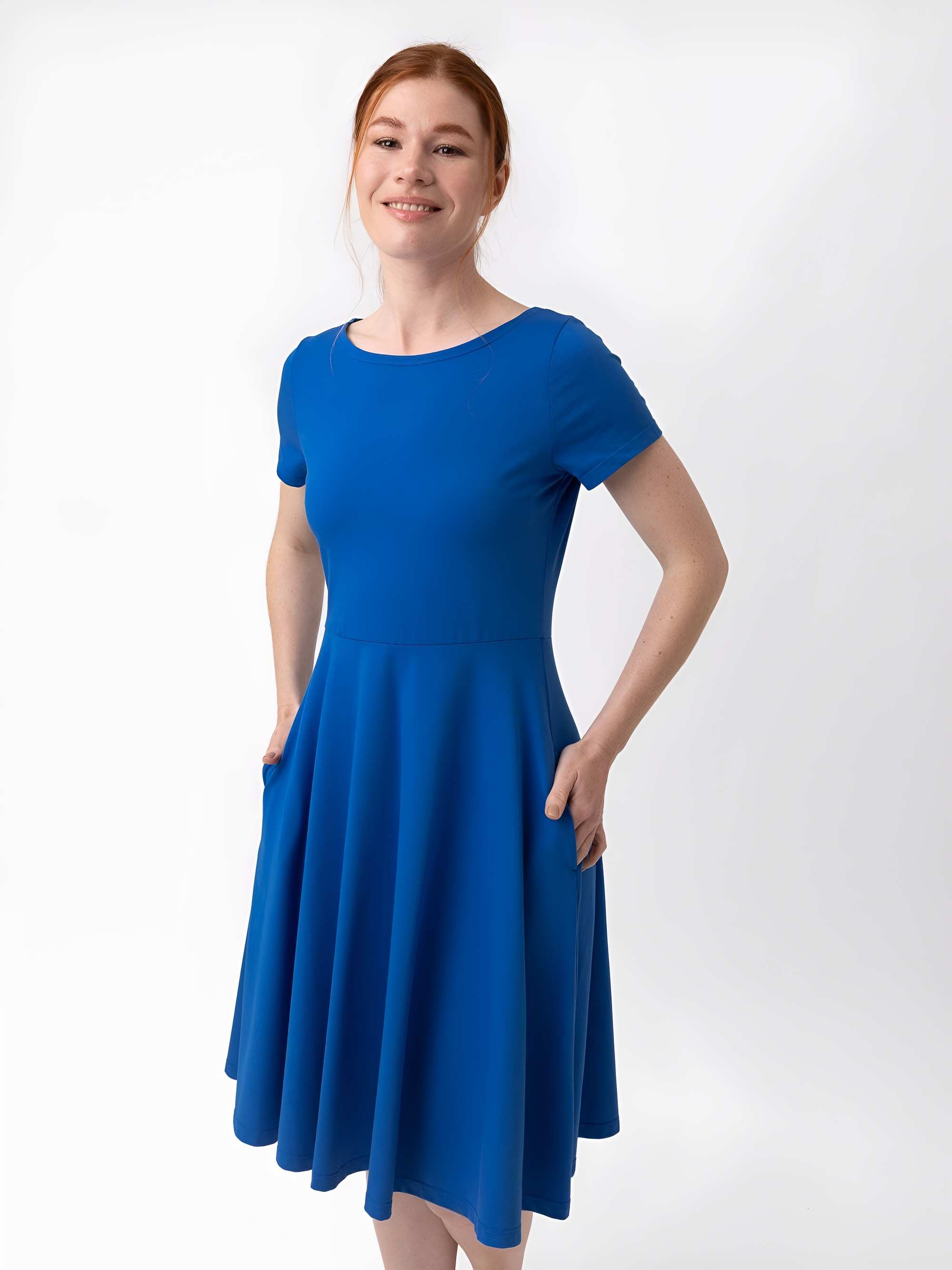 Blue knee-length dress Women