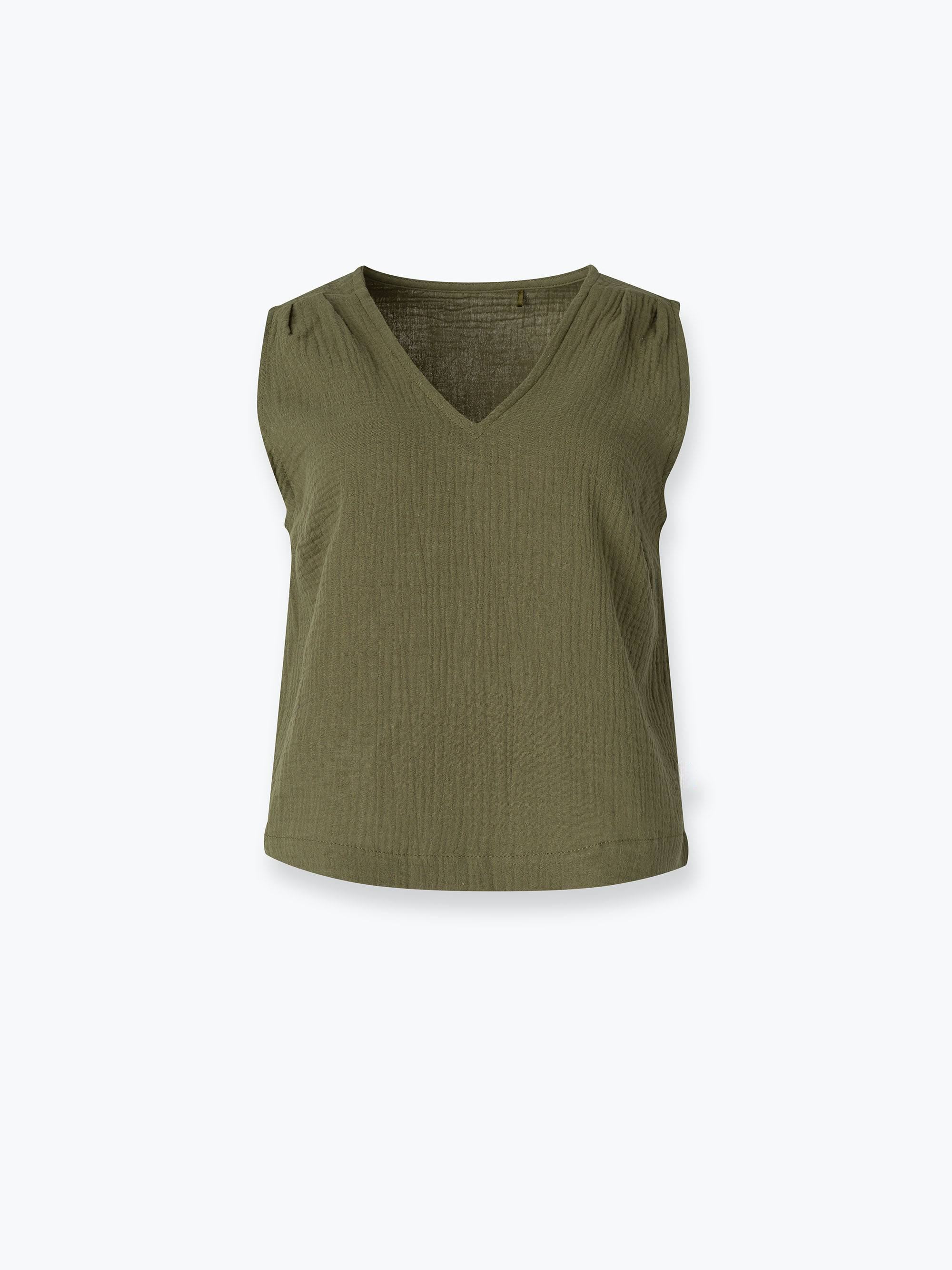 Khaki top muślinowy damski