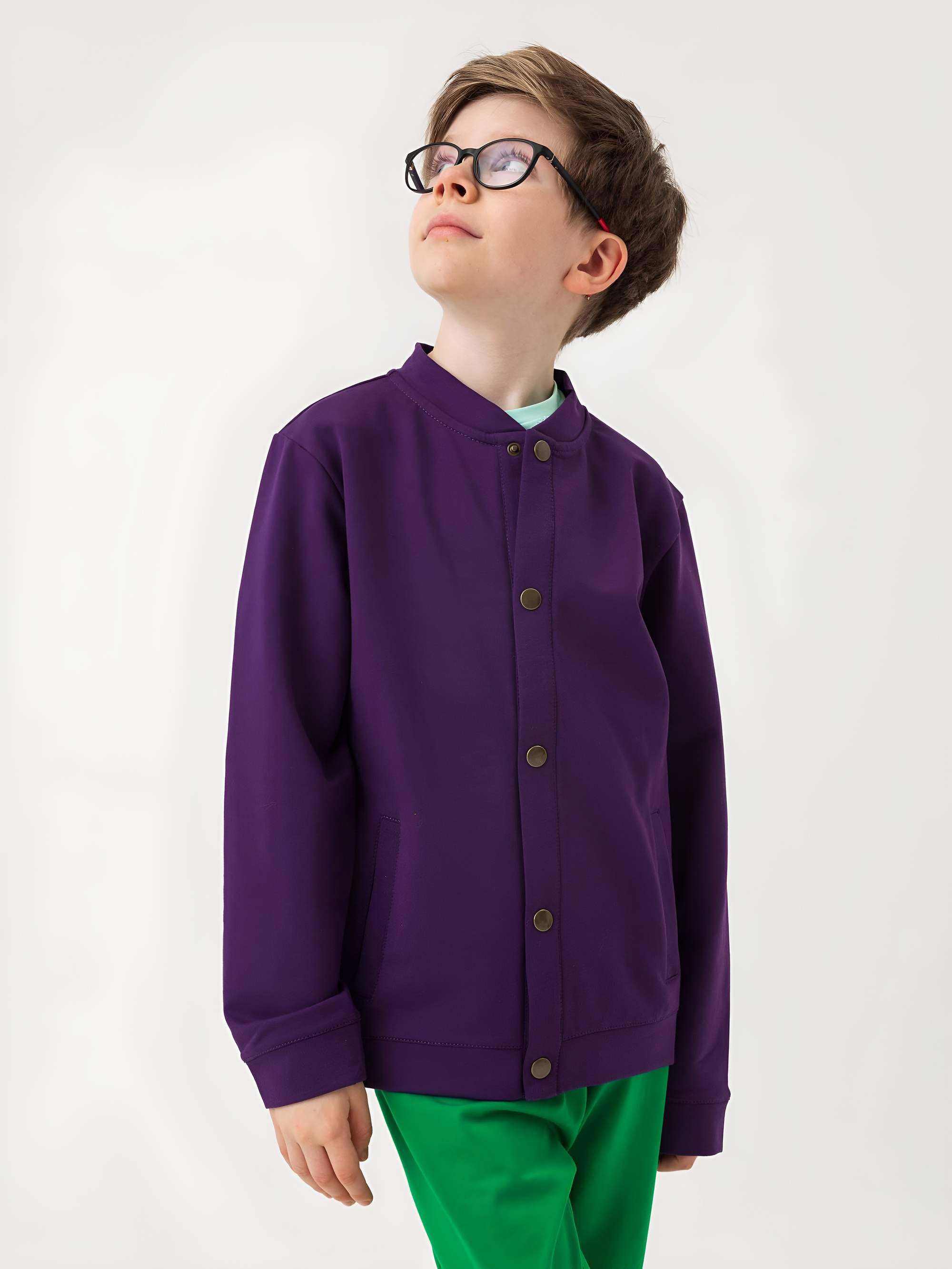 Fioletowa bluza bomber z kieszeniami