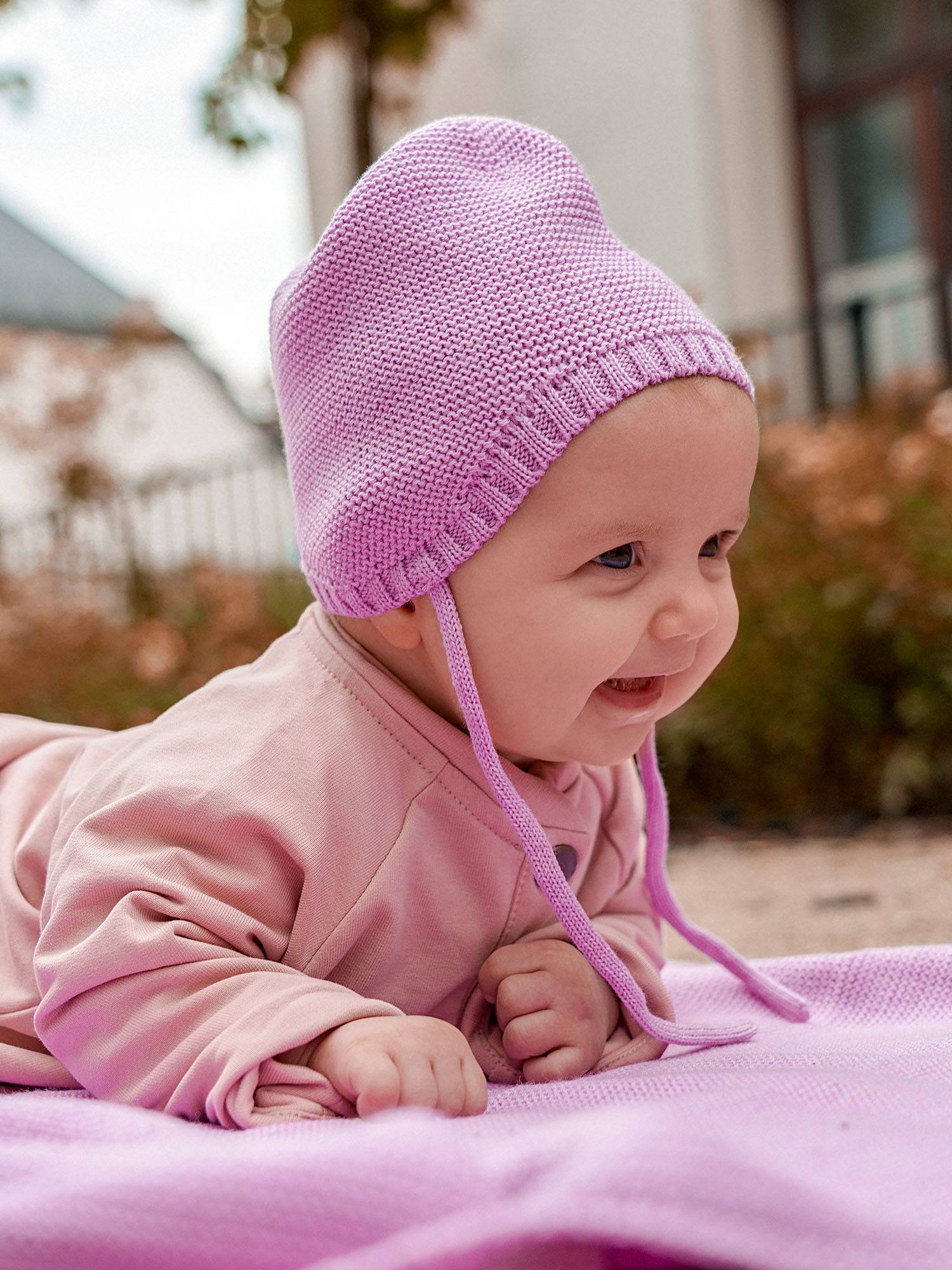 Light purple merino wool hat without lining Baby