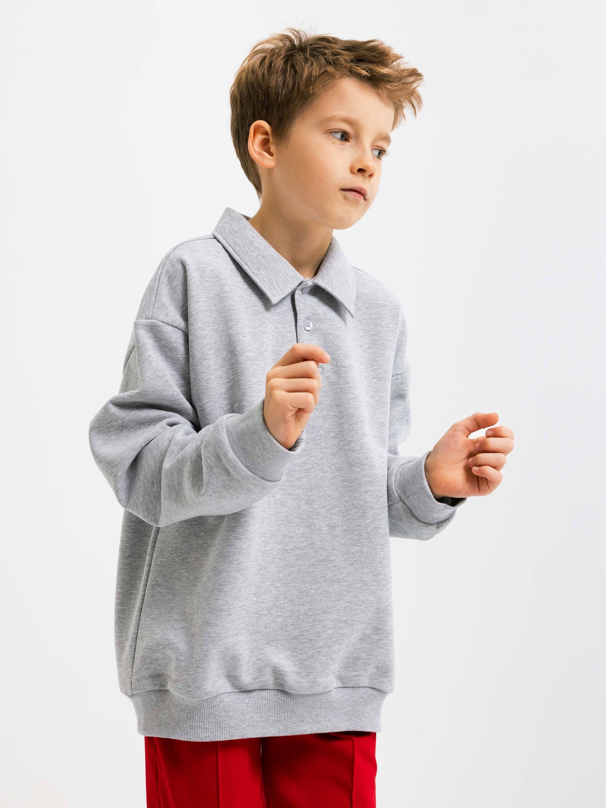Szara bluza dresowa z kołnierzykiem Junior