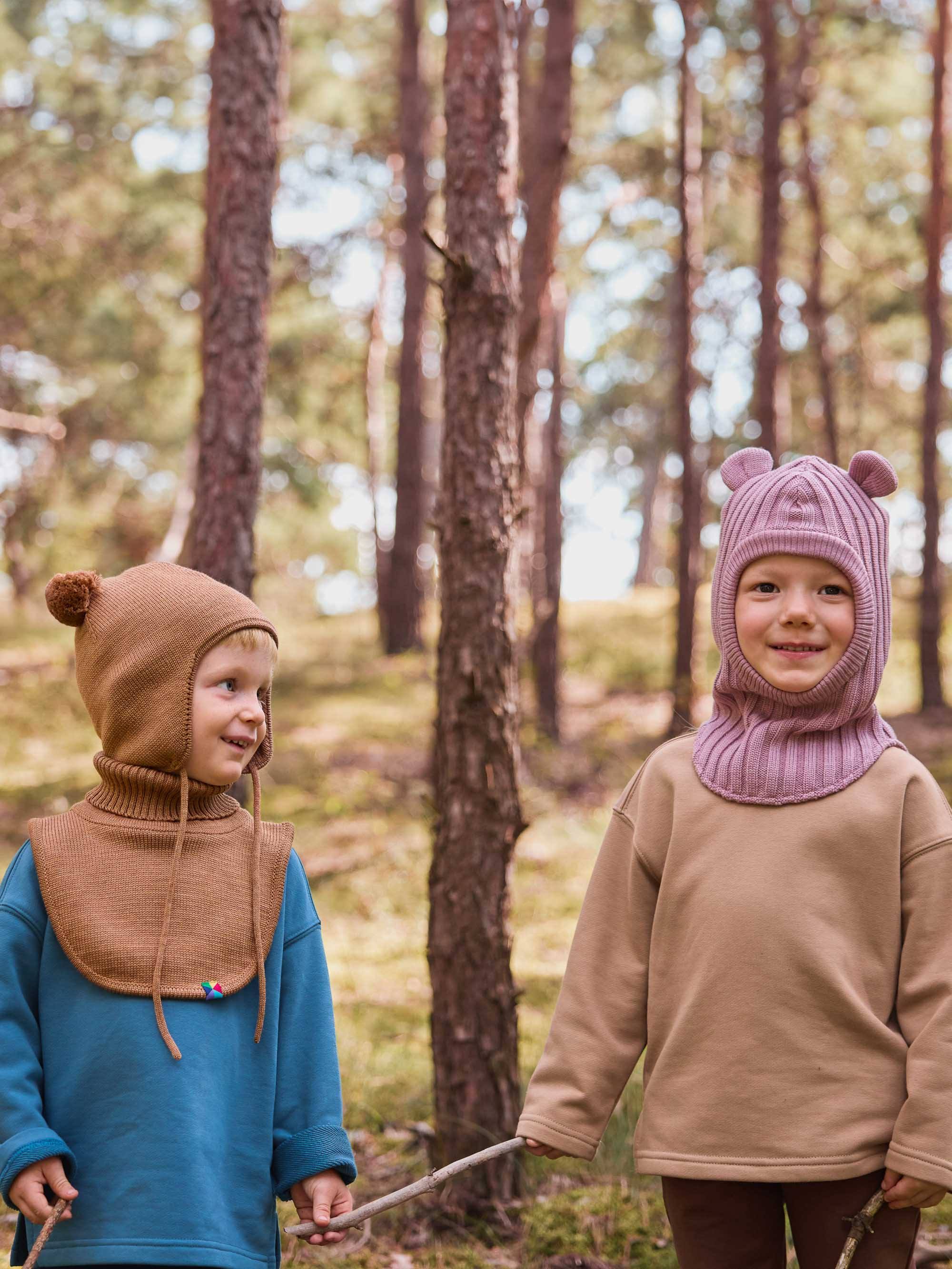 Karmelowa czapka merino z uszkami niemowlęca