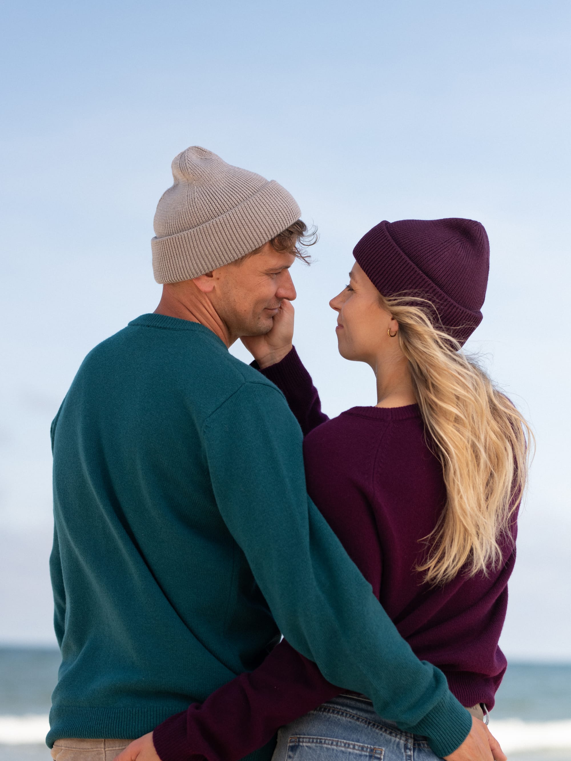 Light brown Merino Double Cuff Beanie
