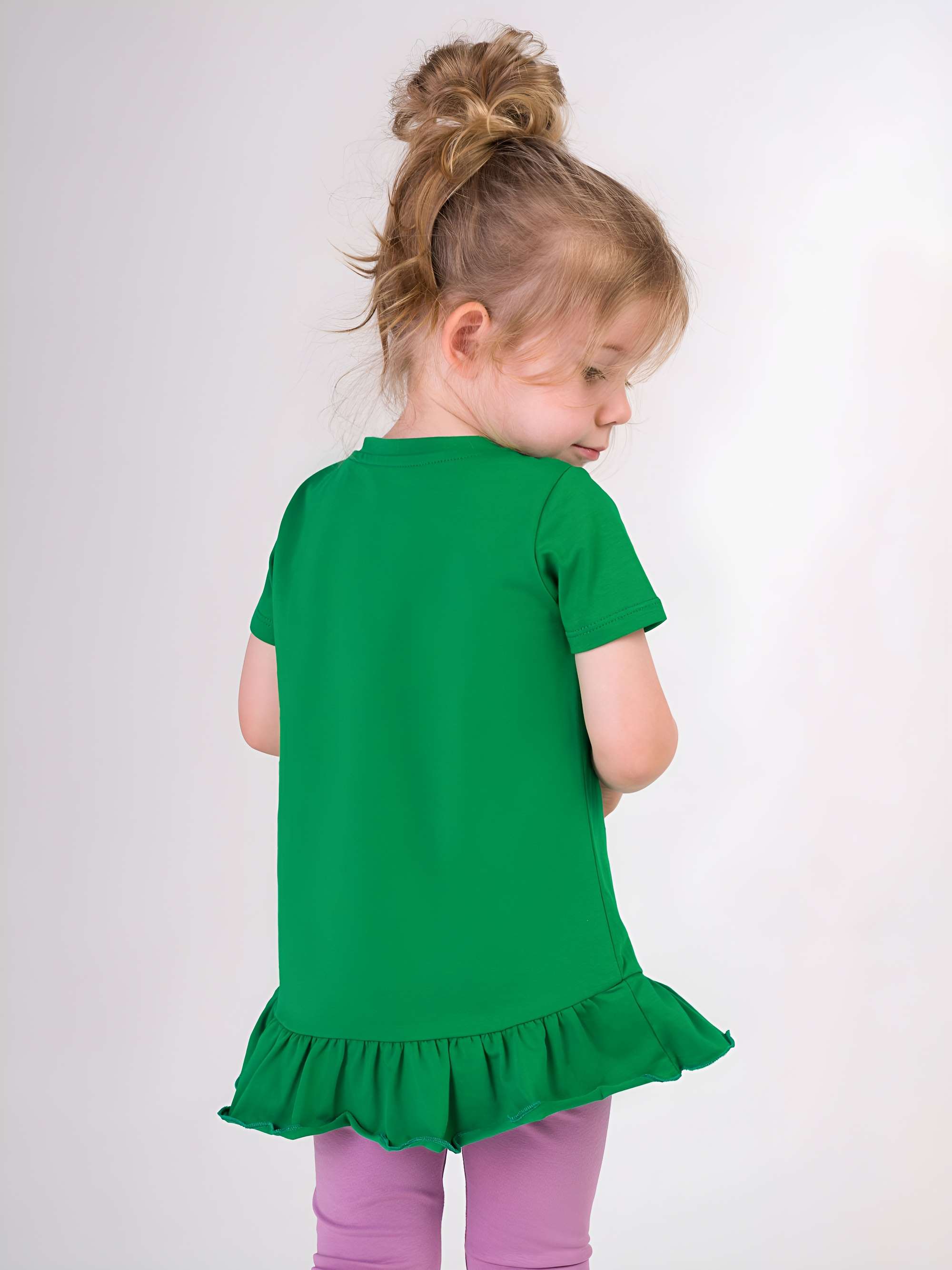 Green ruffle short sleeve blouse