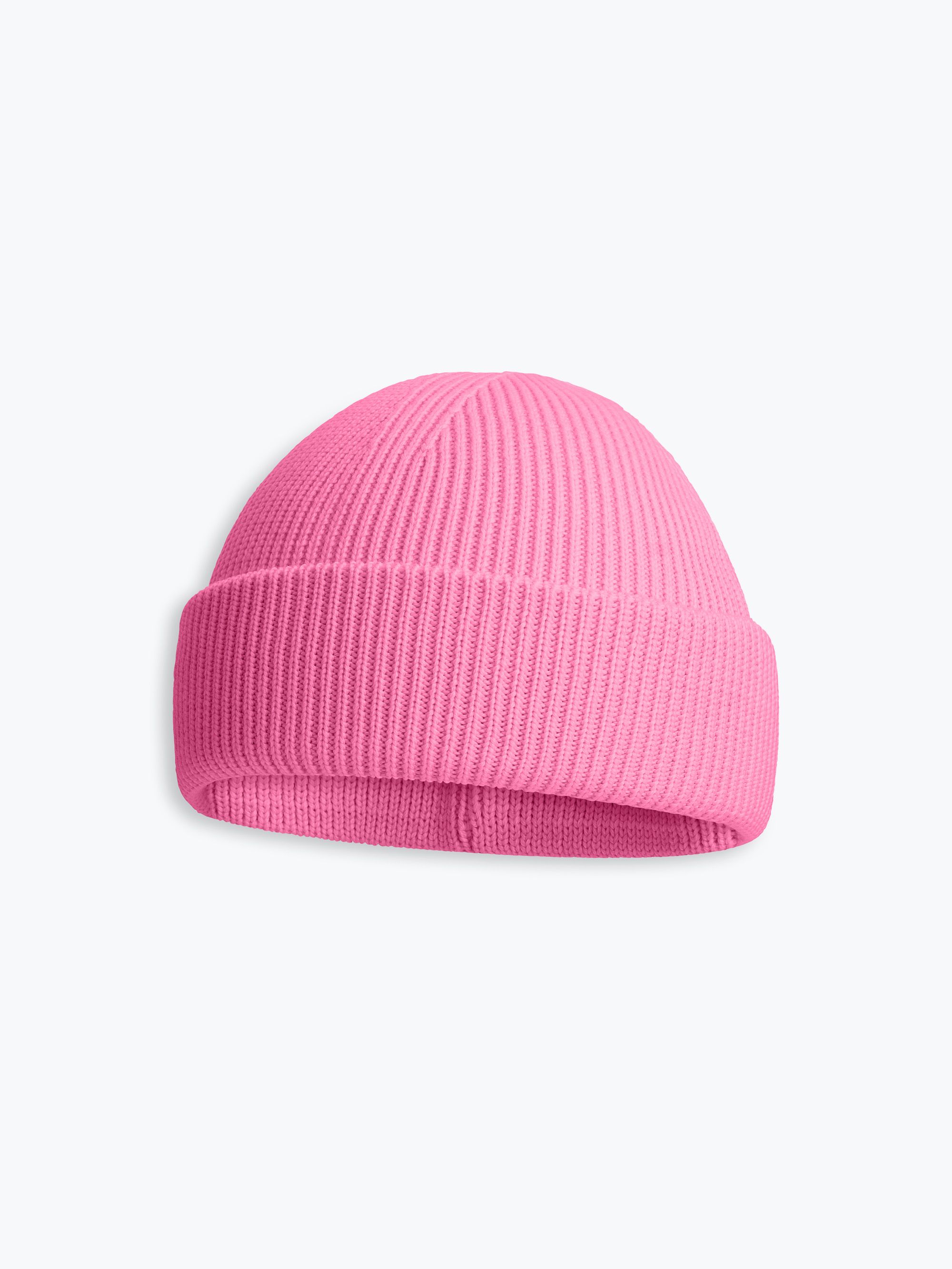 Pastel pink Merino Double Cuff Beanie