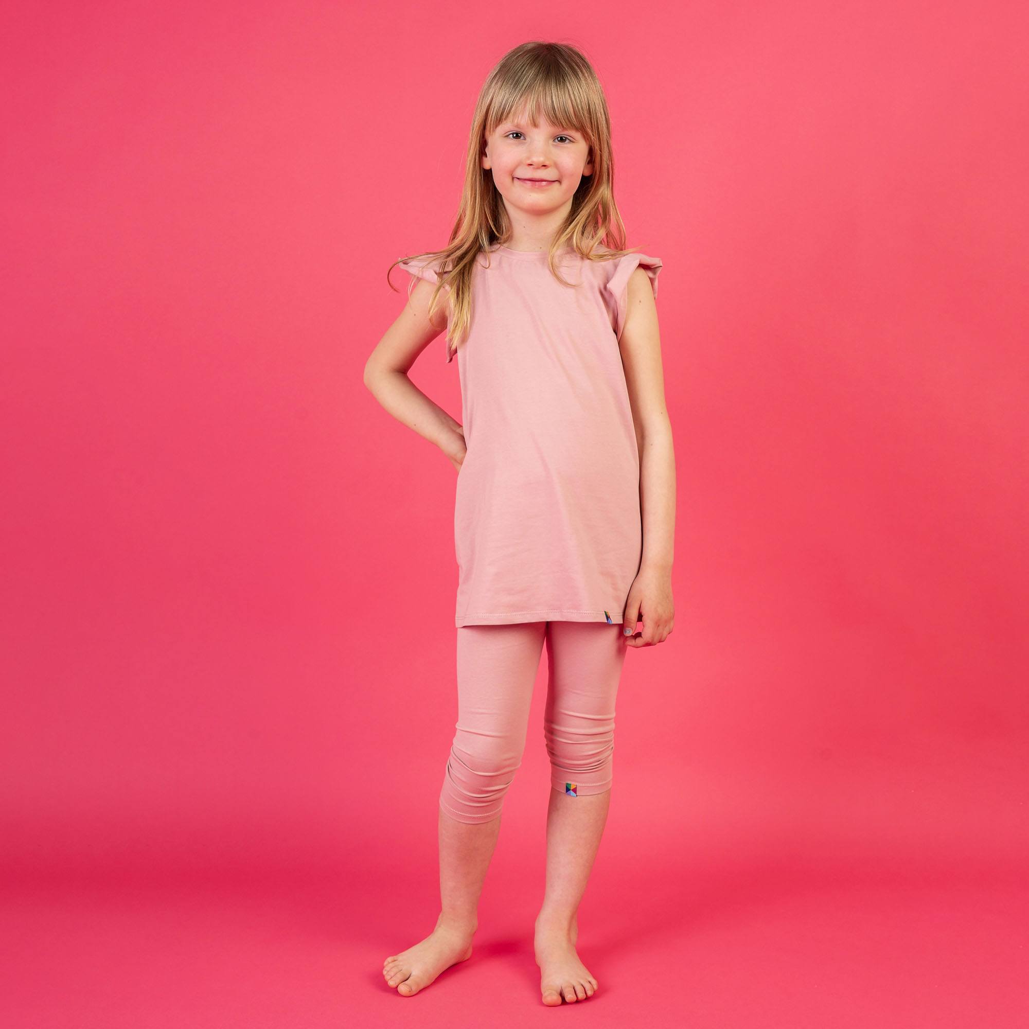 Powder pink short butterfly sleeve tunic