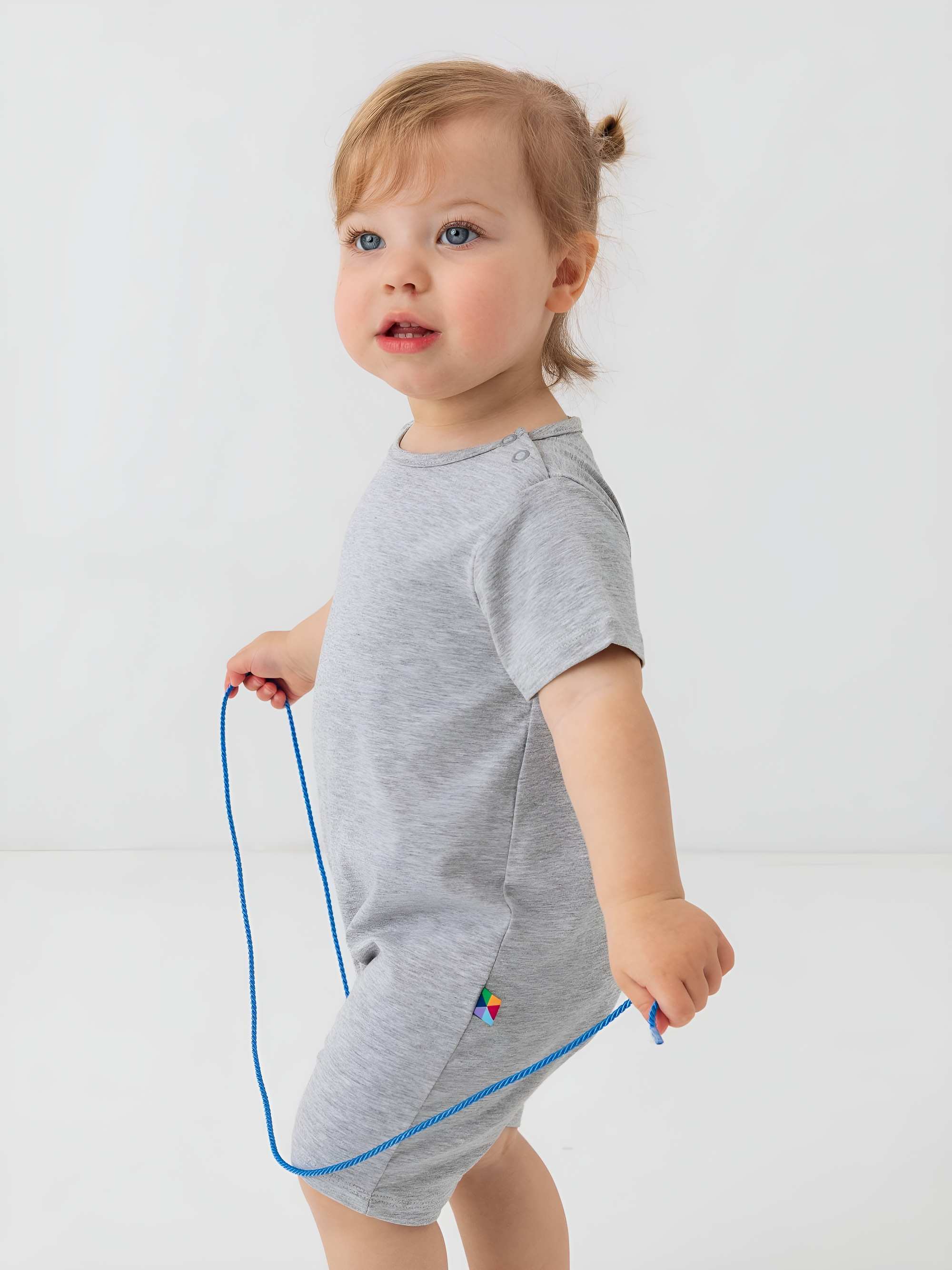 Grey melange short sleeve romper