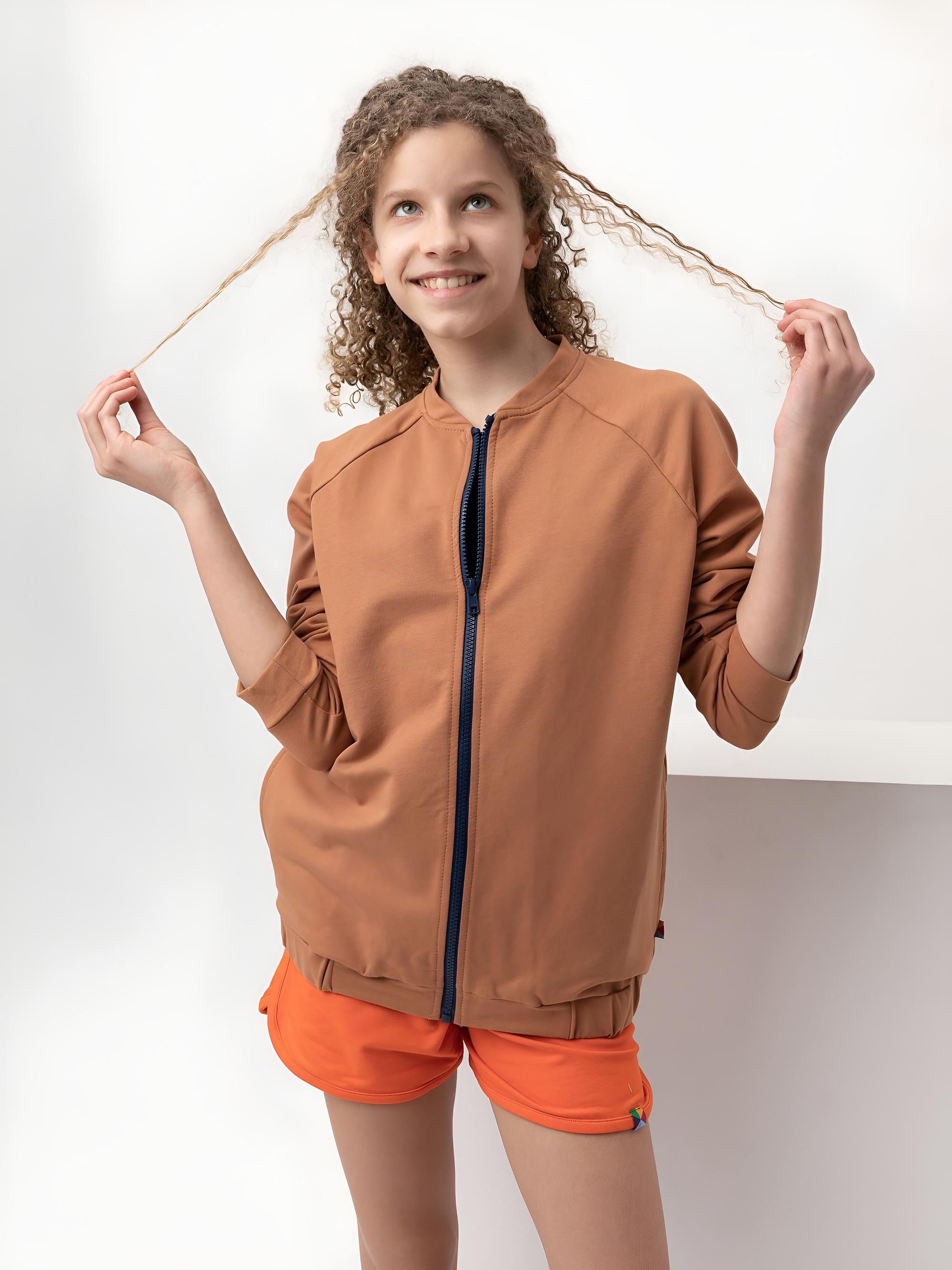 Karmelowa bluza na zamek Junior