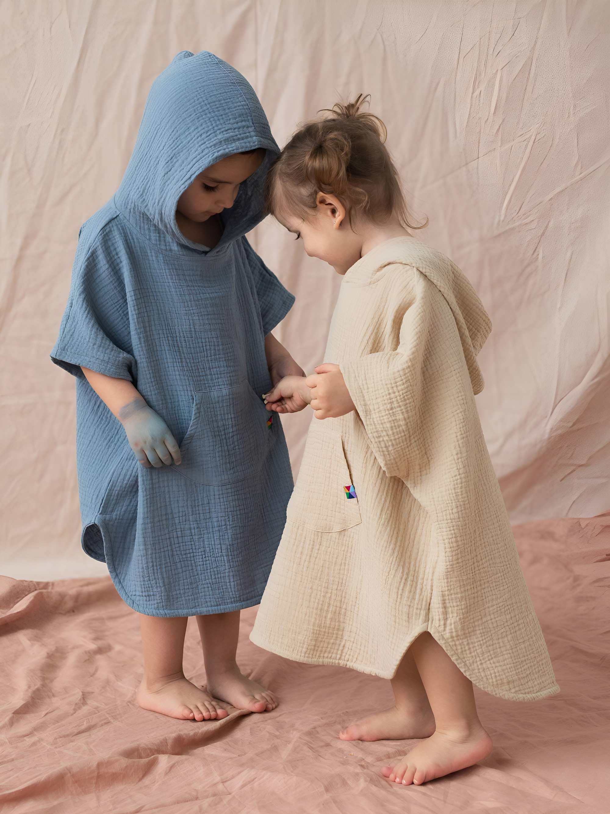 Beige muslin poncho