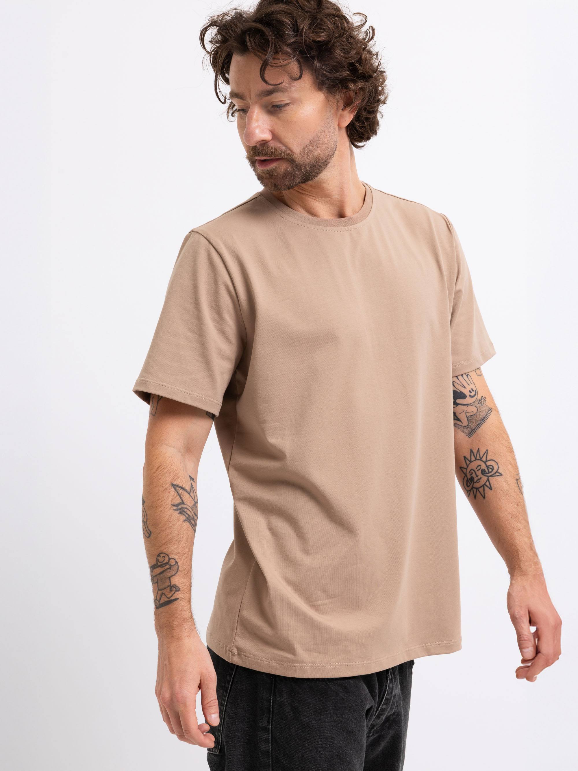 Mocha mousse Ribbed T-shirt Men