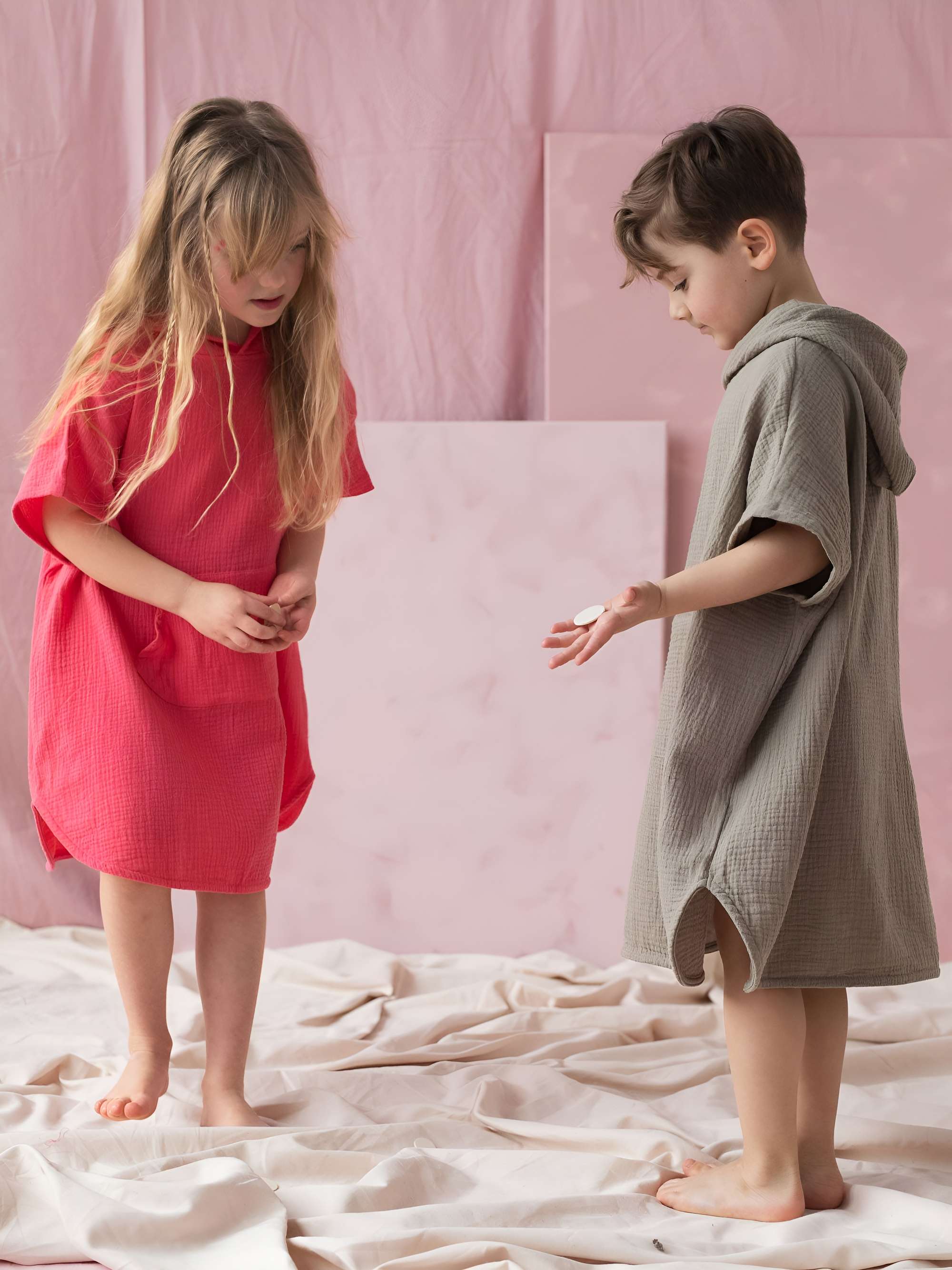 Dark beige muslin poncho