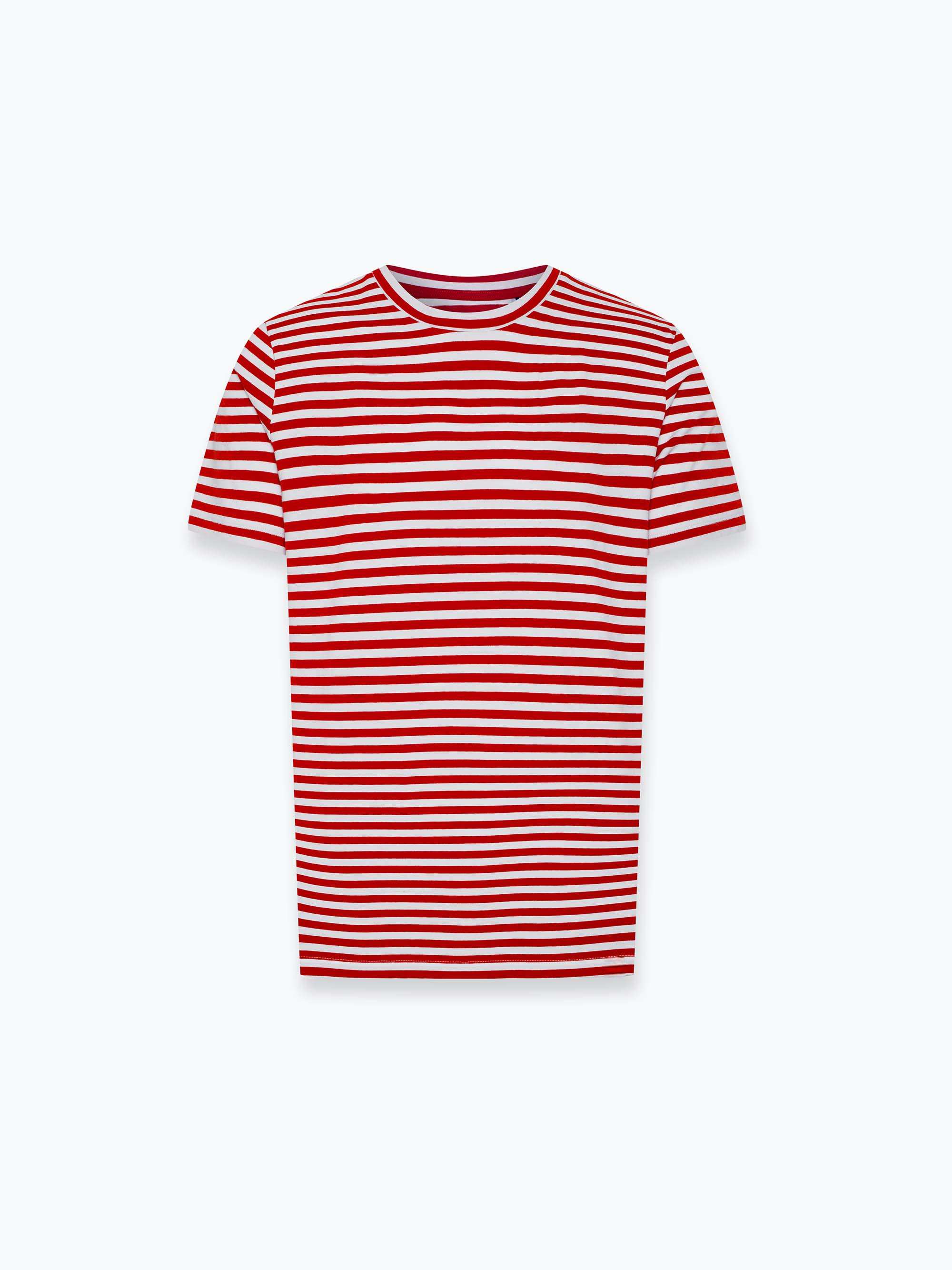 Czerwony T-shirt męski w paski